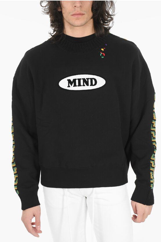 image of Palm Angels Missoni Knitted Back Mind Sweatshirt in Black, Men's (Size 2XS)