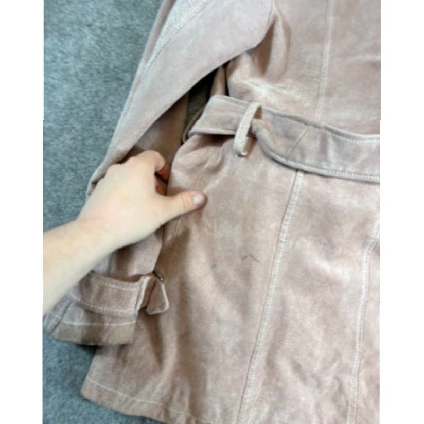 Vintage VINTAGE Wilsons Leather Trench Coat Womens M Beige Suede Double Breasted Boho Maxima Jacket Size M / US 6-8 / IT 42-44 - 4 Thumbnail