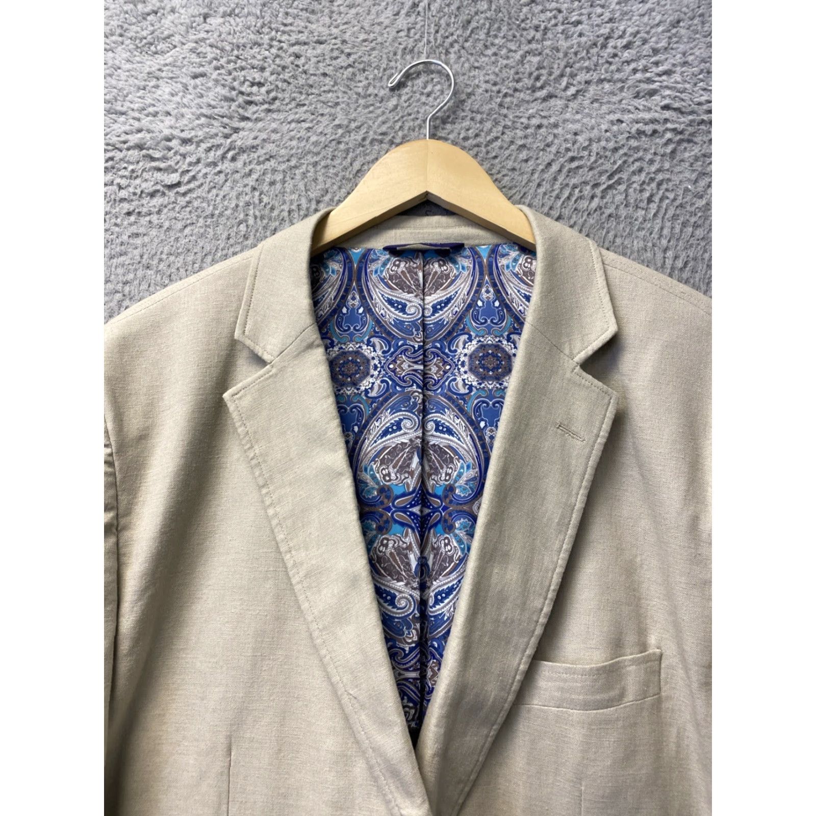 Vintage Alan Flusser Sport Coat Linen Blend Blazer Men XL 46/48 Beige Jacket /126-58 Size 46R - 2 Thumbnail