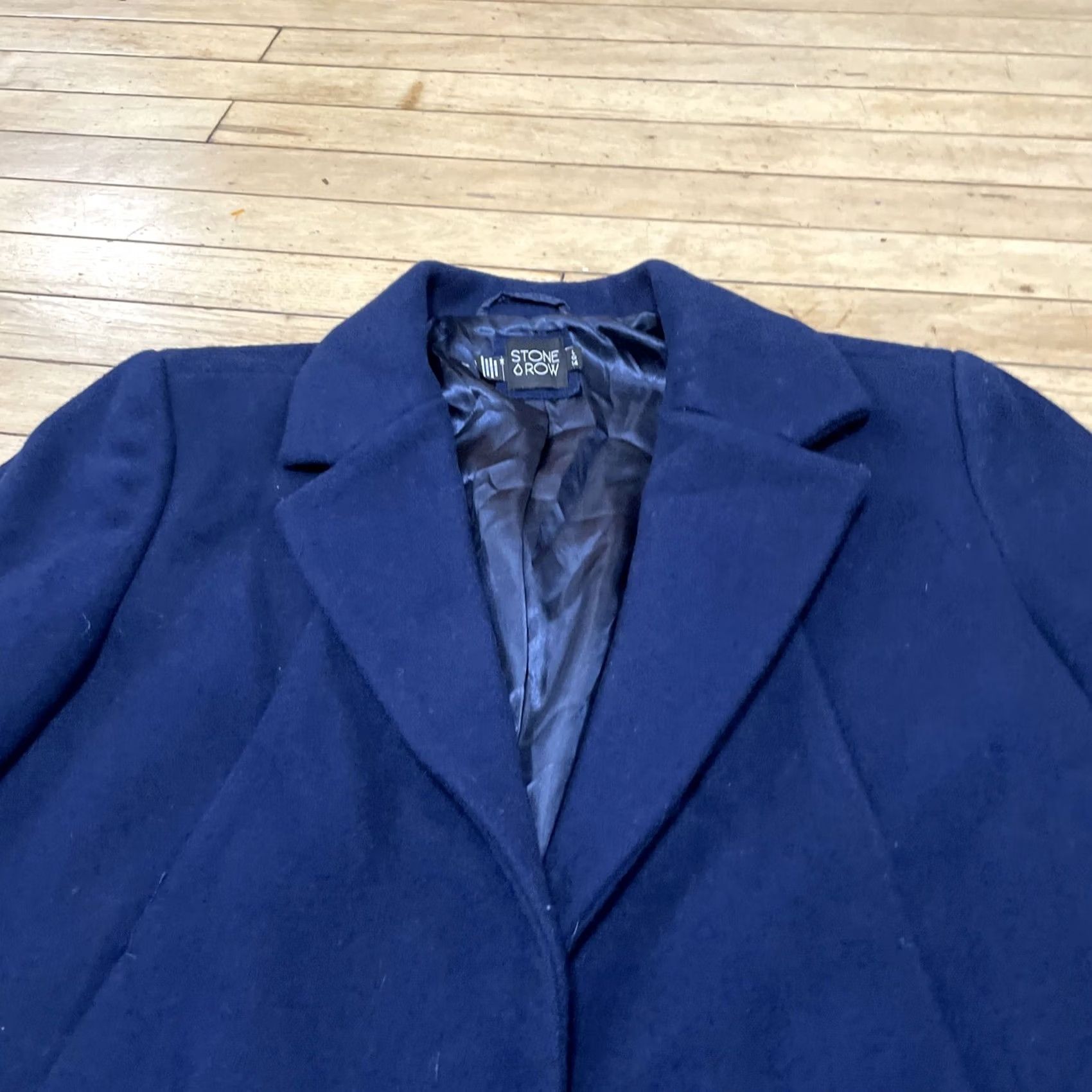Vintage Stone Row Wool Trench Coat Women L Blue Long Overcoat Heavyweight Duster City Bohemian 90s Mens? Size L / US 10 / IT 46 - 6 Thumbnail