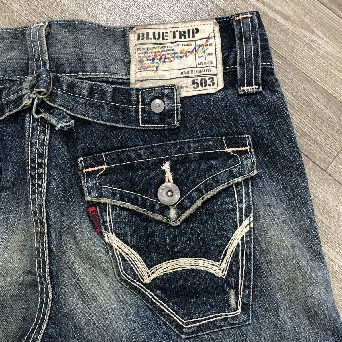 If Six Was Nine 🇯🇵 2000s Edwin 503 Faded Lgb Goa Buckle Back Flared Jeans Size US 28 / EU 44 - 18 Thumbnail