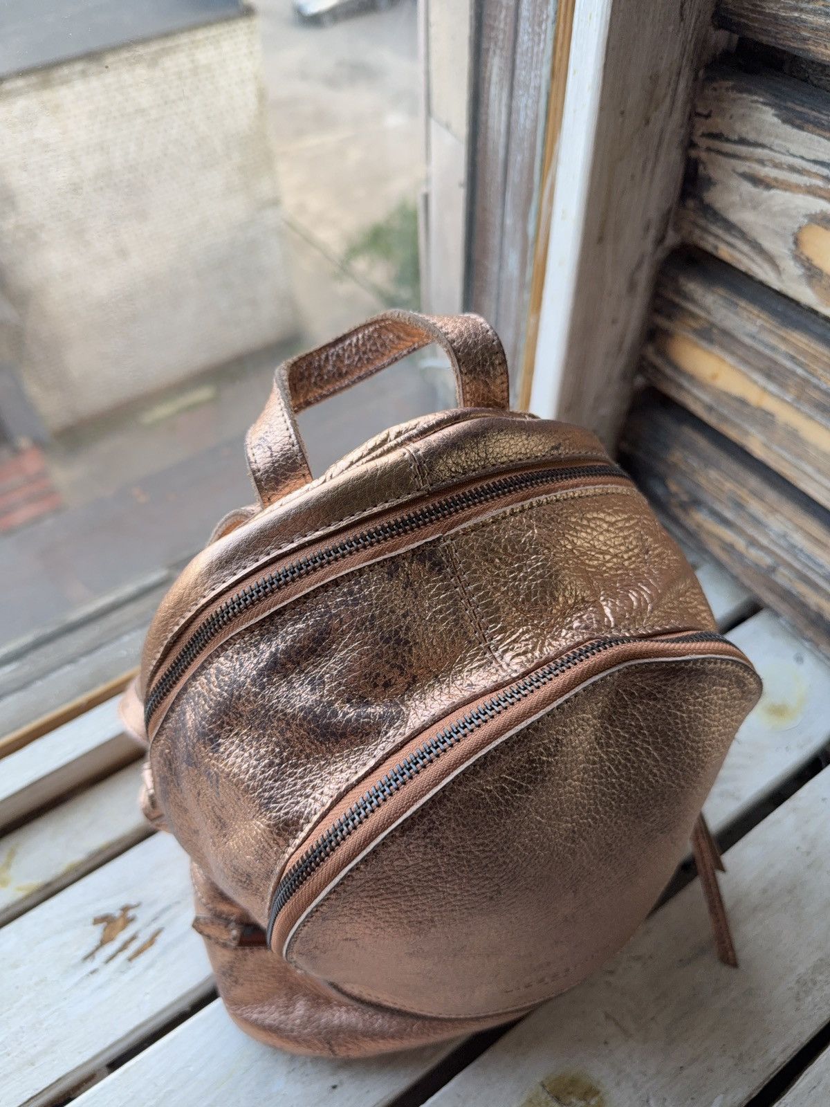 LIEBESKIND BERLIN Vintage LIEBESKIND BERLIN faded Leather backpack pink gold Size ONE SIZE - 6 Thumbnail