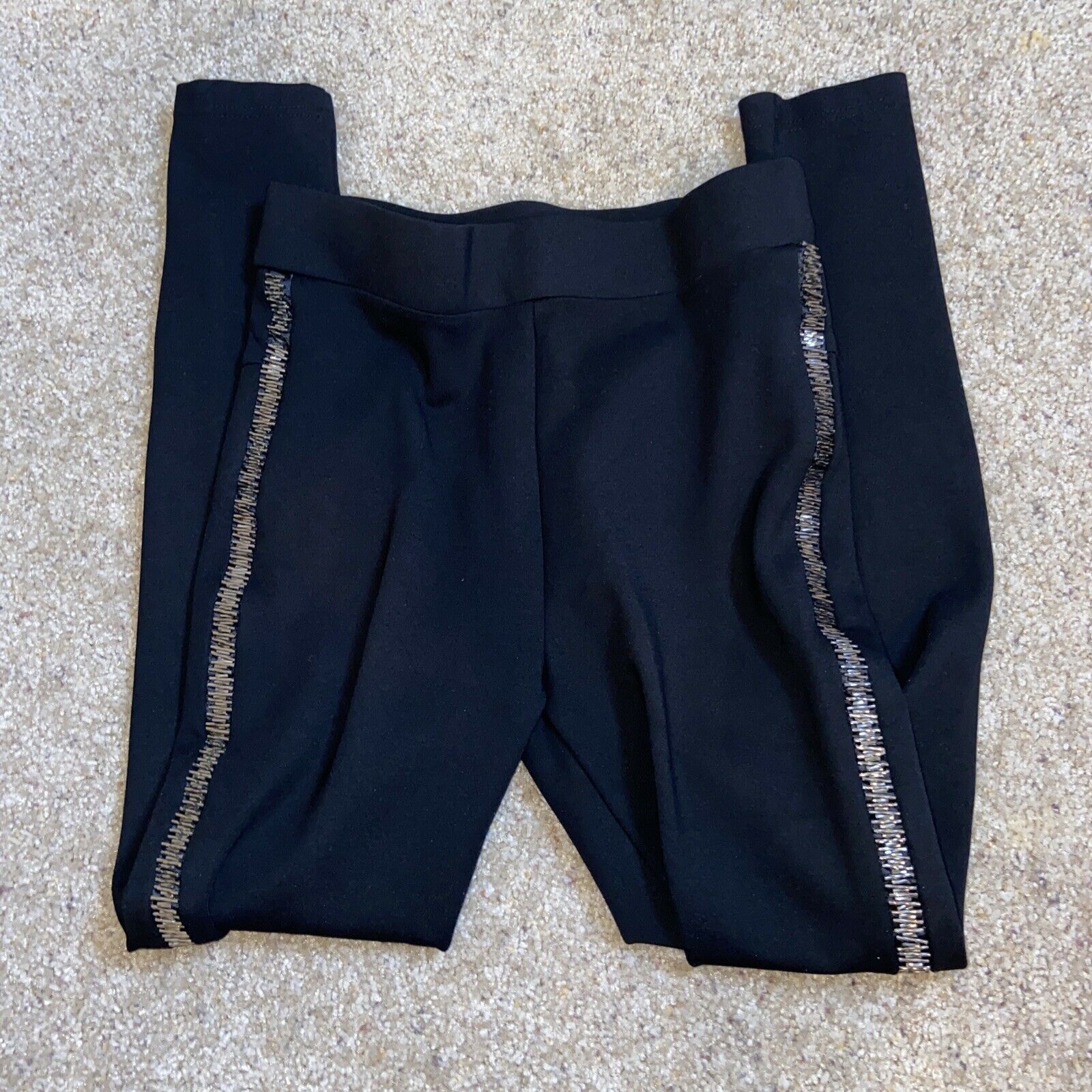 Zara Zara Basics Black Legging Beaded Elastic Waist Stretch S Size 27" / US 4 / IT 40 - 3 Thumbnail