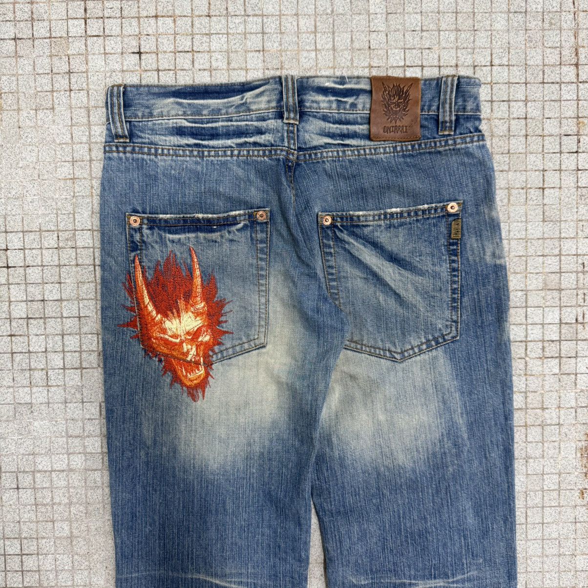 Japanese Brand 2000s Oniarai Embroidery Flame Demon Japanese Jeans Size US 33 - 6 Thumbnail