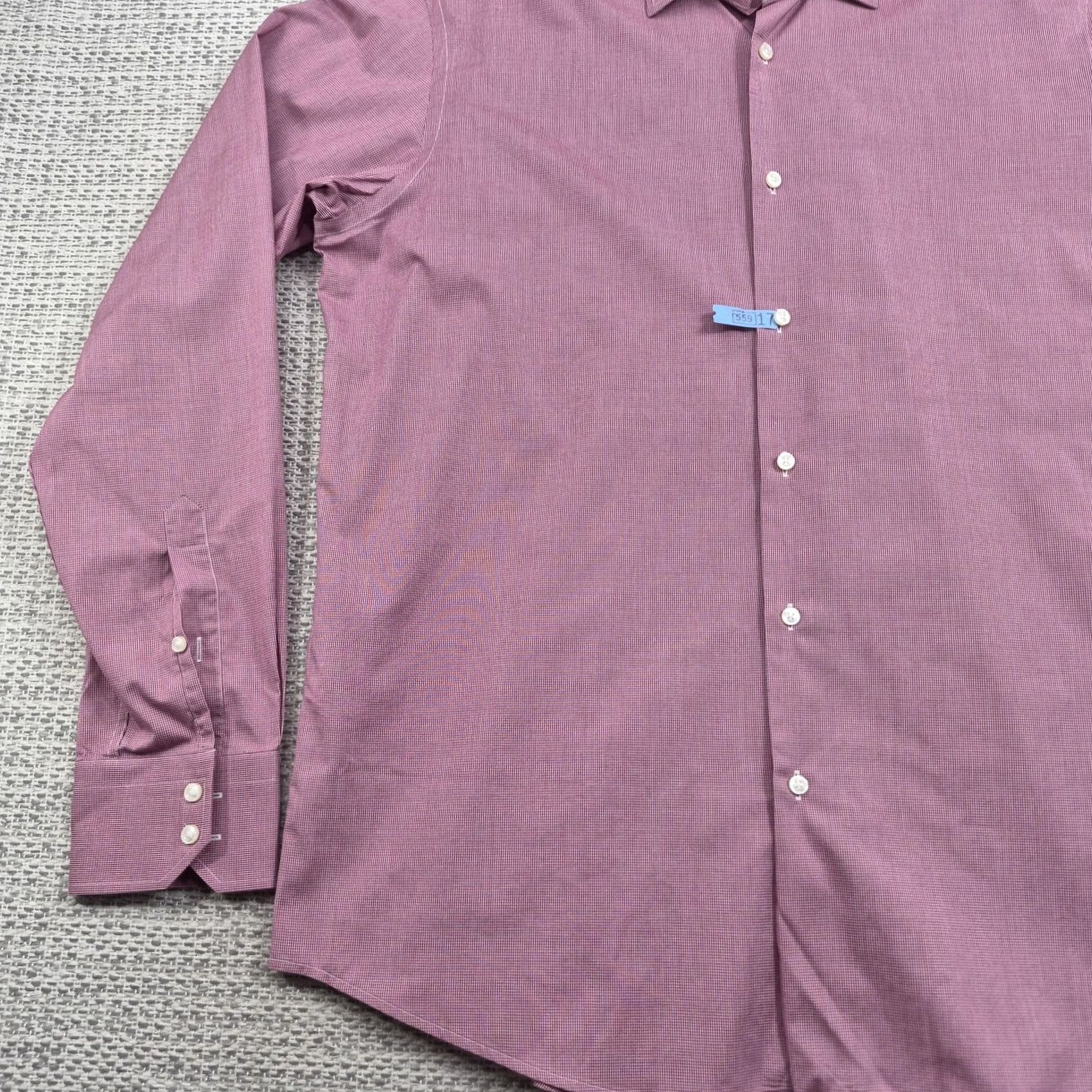 Hugo Boss HUGO BOSS Dress Shirt Mens 17.5 34/35 Pink Check Cotton Long Sleeve Button Up Shirt Size 48R - 3 Thumbnail