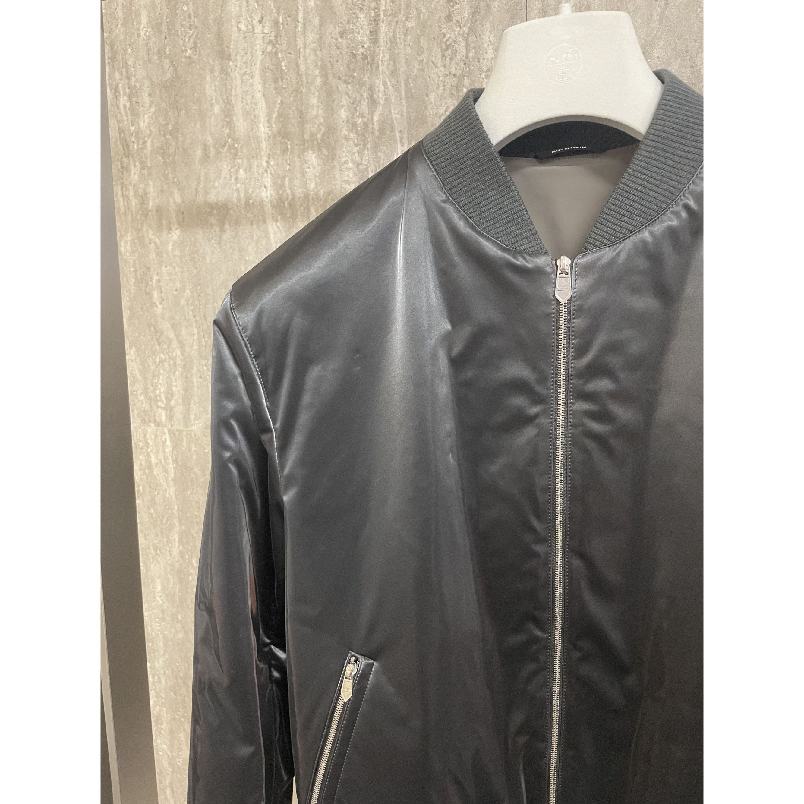 Hermes Hermes Mens Black Satin Bomber Jacket With Zippered Pockets Size US M / EU 48-50 / 2 - 5 Thumbnail