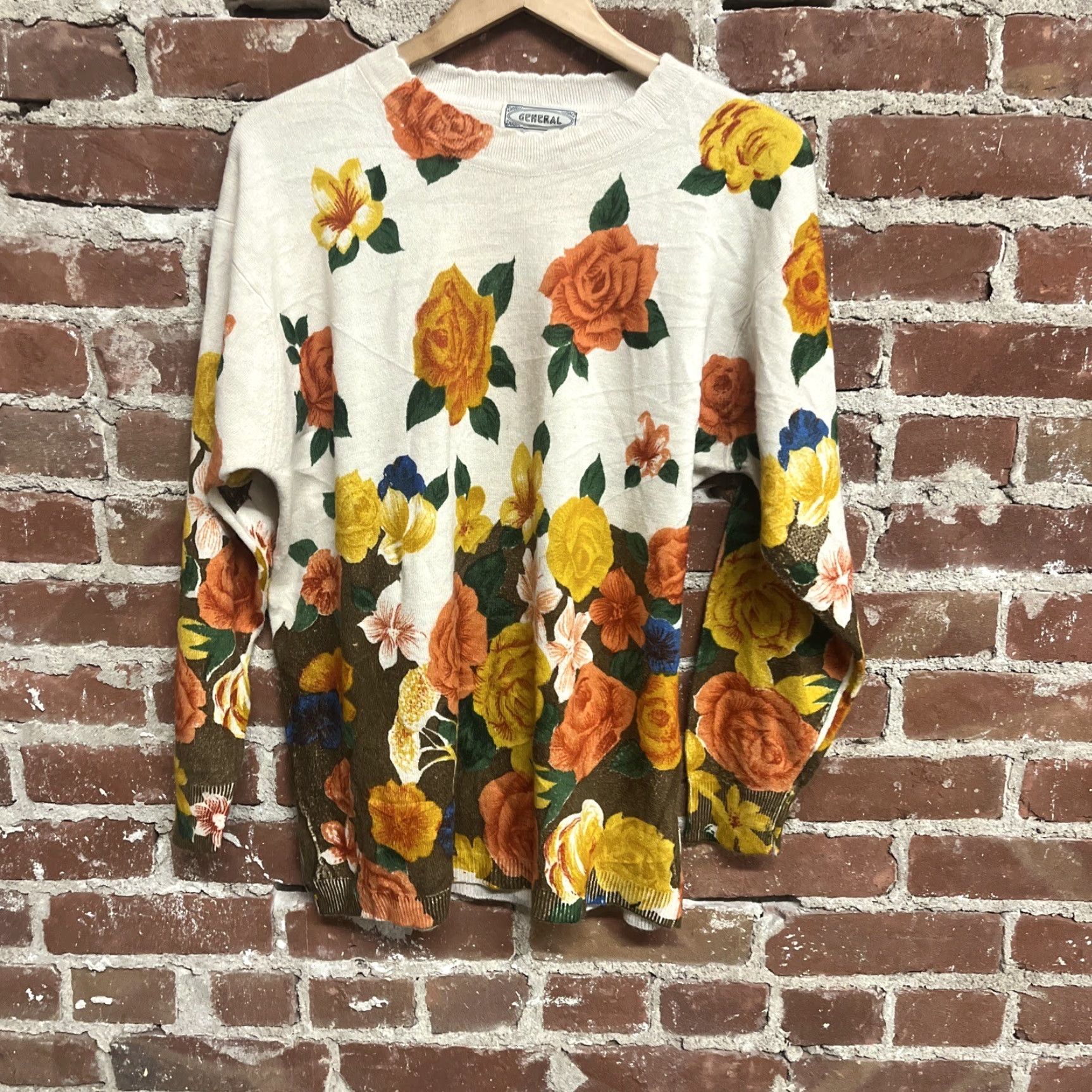 Vintage VINTAGE Womens White Cashmere Pullover AOP Floral Sweater XL Size XL / US 12-14 / IT 48-50 - 2 Thumbnail
