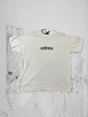 Adidas × Vintage Designer Logo Spell Out Banner T Shirt Short Sleeve Size US M / EU 48-50 / 2 - 1 Thumbnail