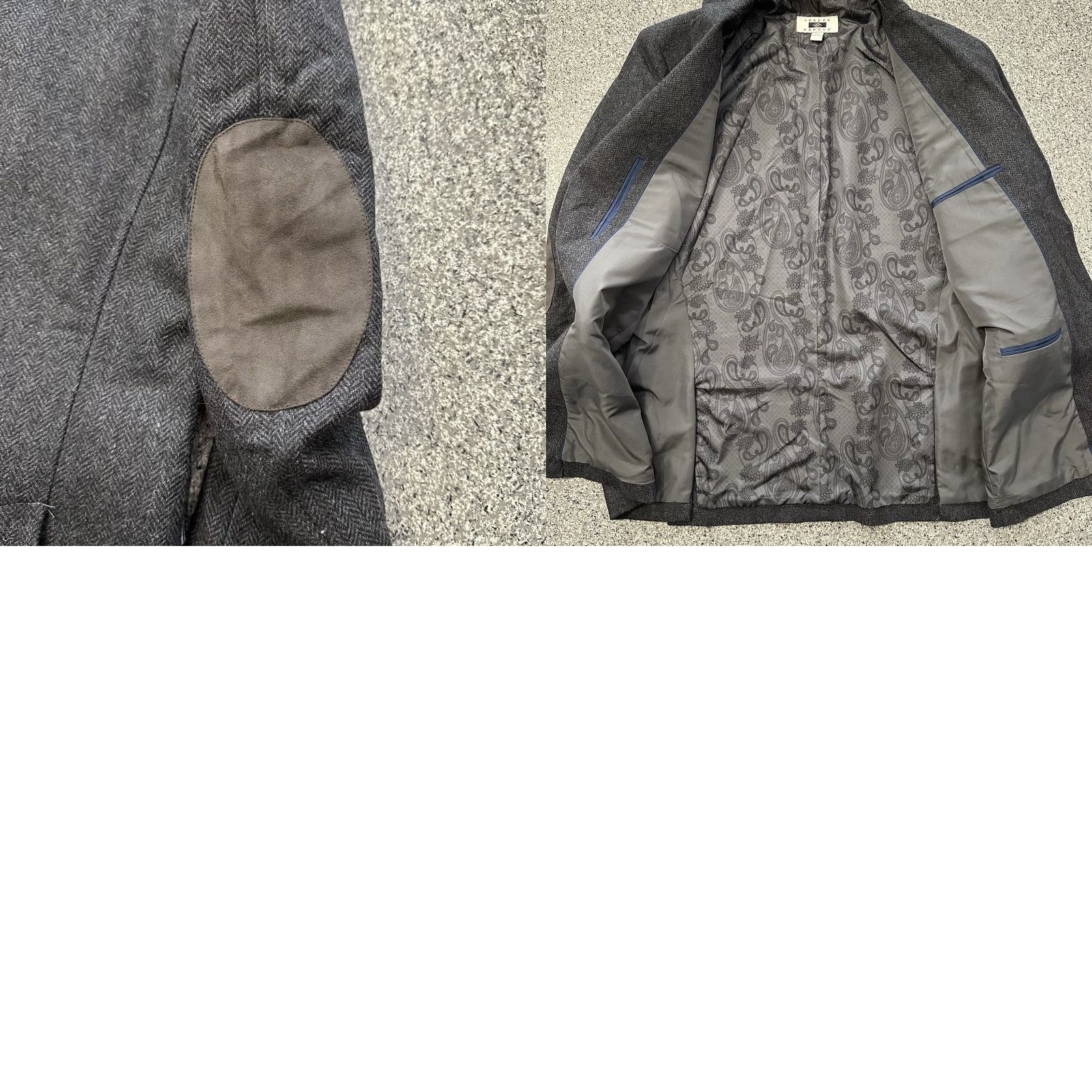 Joseph Abboud Joseph Abboud Blazer Mens XXL Grey Herringbone Tweed Sport Coat Two-Button Elbow Patch Wool Polyester Size 48R - 8 Thumbnail