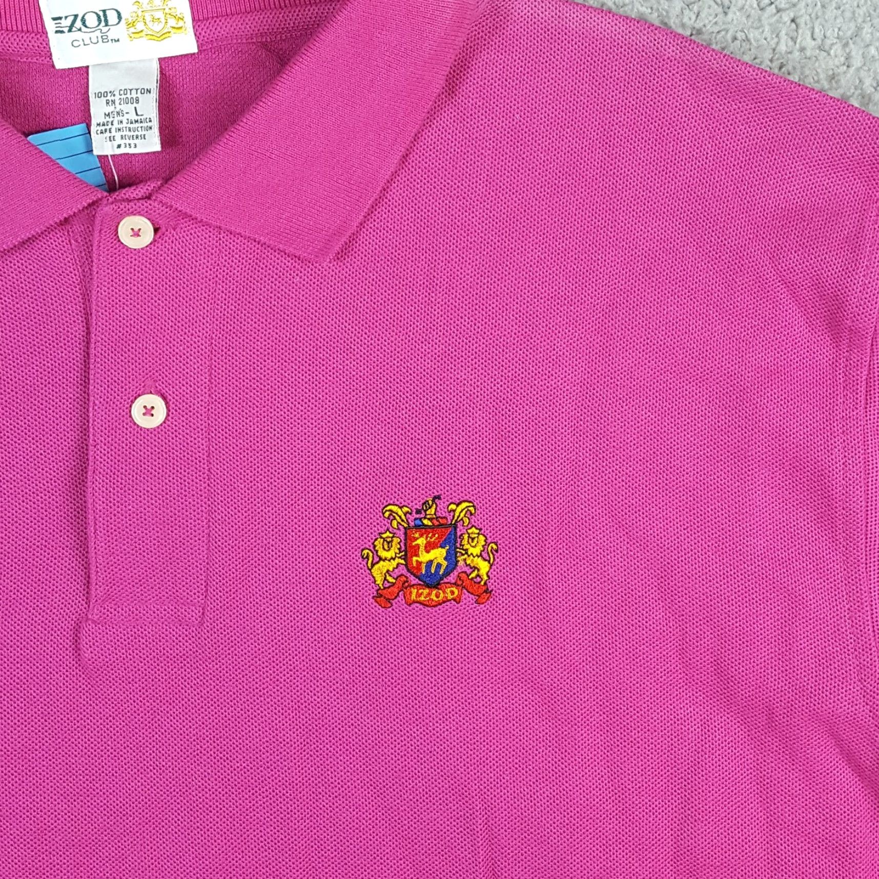Izod VINTAGE IZOD Polo Shirt Men's L Pink Golf Collared 2000s Button Short Sleeve Preppy Y2K 90s Beach Classic Rock Punk Surf Brand IZOD - Shirt Size US L / EU 52-54 / 3 - 3 Thumbnail