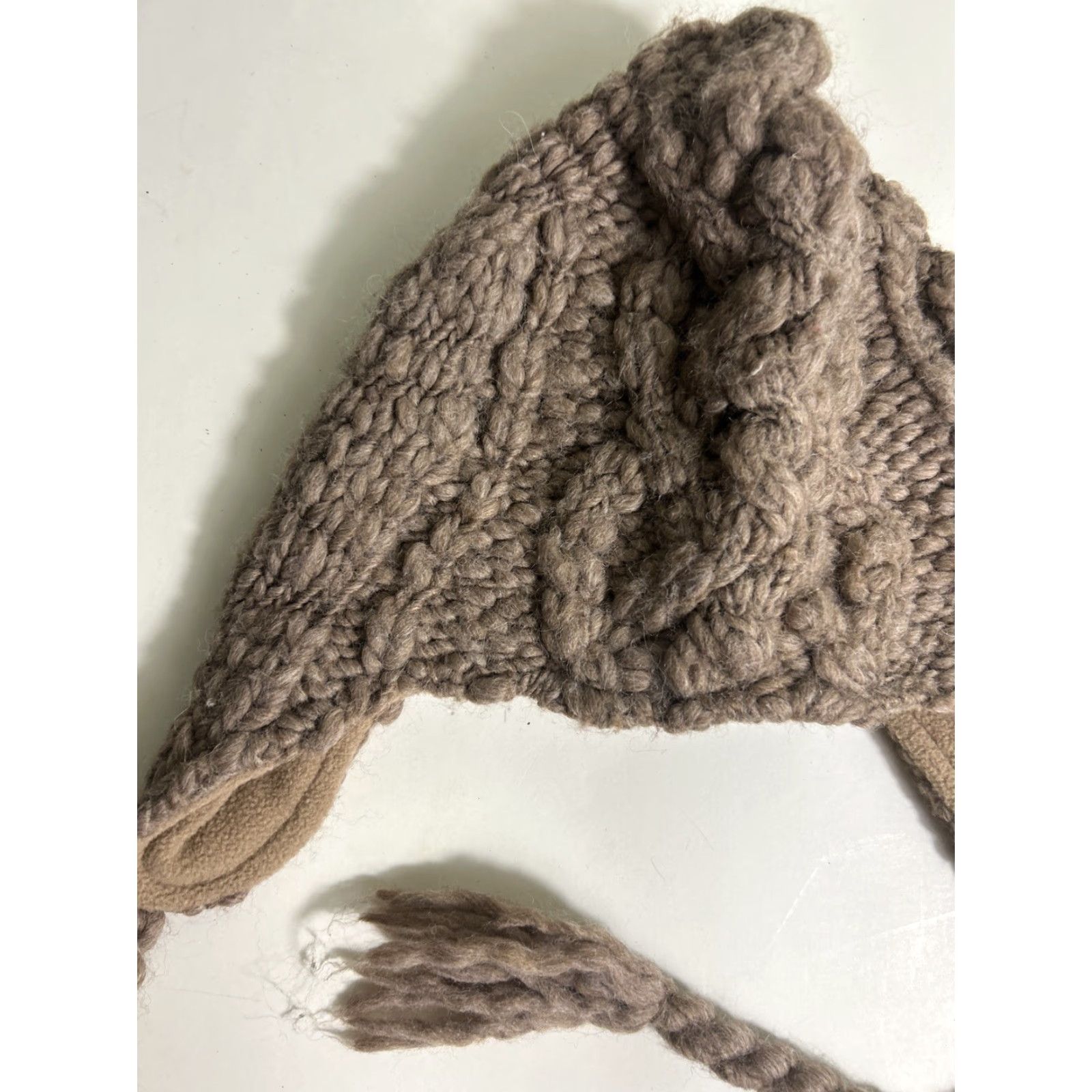 American Eagle Outfitters American Eagle Womens Beanie Wool Blend Knit Tassels Snow Brown One Size Size ONE SIZE - 7 Thumbnail