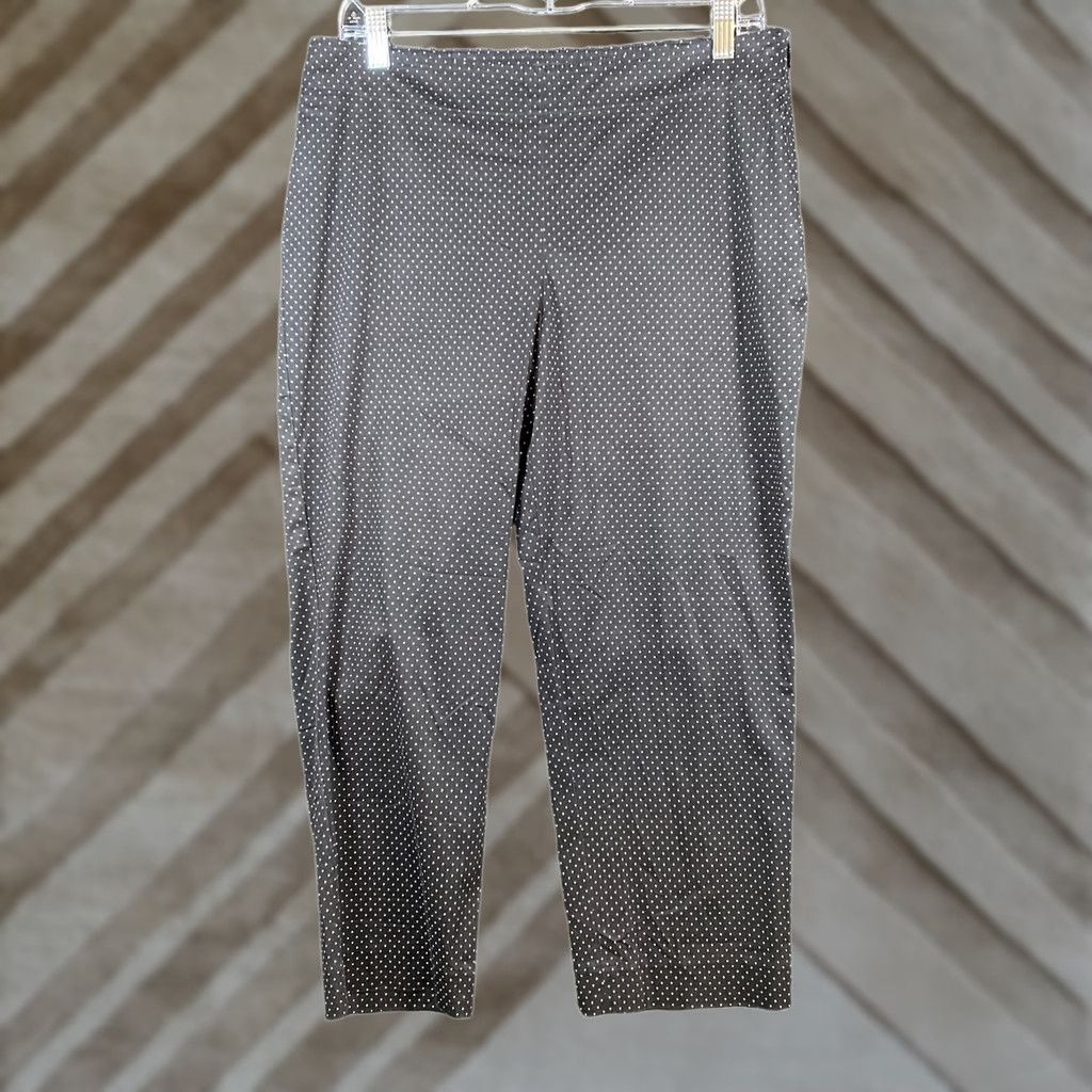 Talbots Talbots Womens Pants Black Polka Dot Ankle Cropped Side Zip Workwear Stretch 10P Size 24" / US 00 / IT 34 - 1 Thumbnail