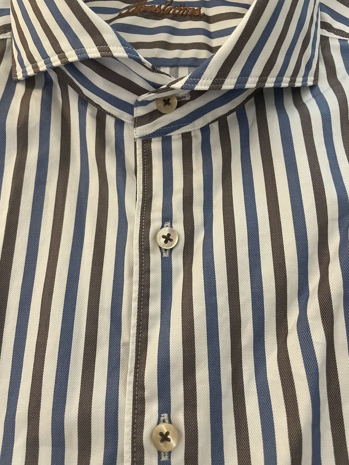 Strenstroms Bold Stripe Cutaway Collar Shirt Size US L / EU 52-54 / 3 - 5 Thumbnail