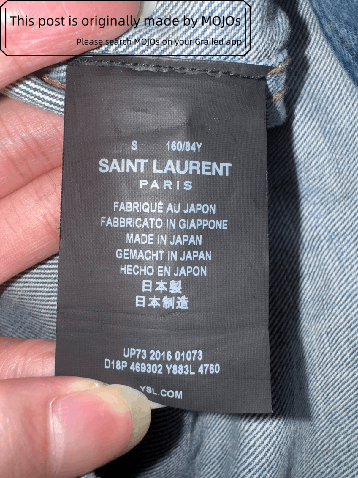 Saint Laurent Paris Saint Laurent Paris 16AW Sleeve Patch Denim Jacket mojos1224 Size US S / EU 44-46 / 1 - 7 Thumbnail