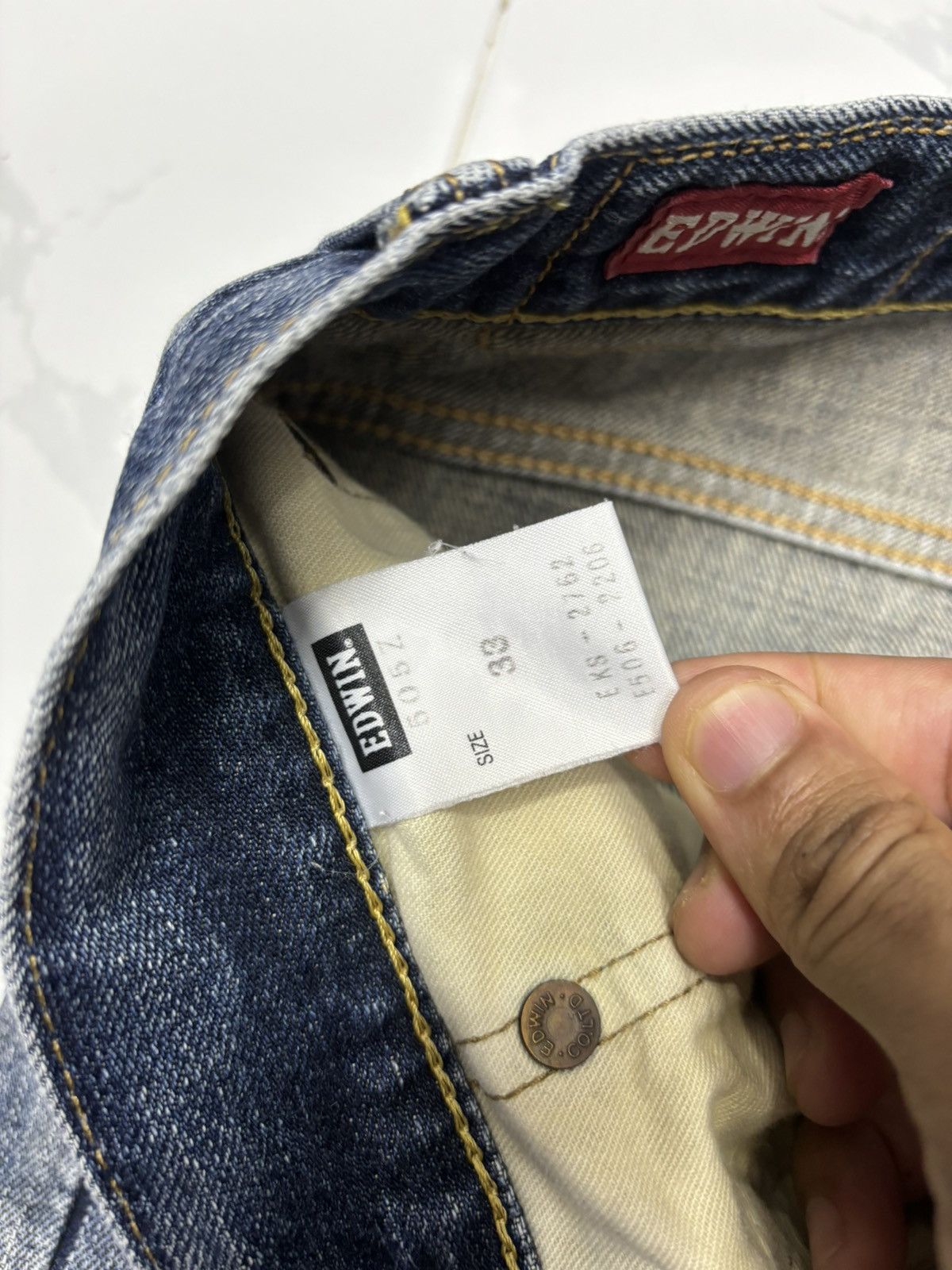 Edwin Vintage Edwin 70s Selvage Buckle Back Distressed Denim Jeans Size US 36 / EU 52 - 13 Thumbnail