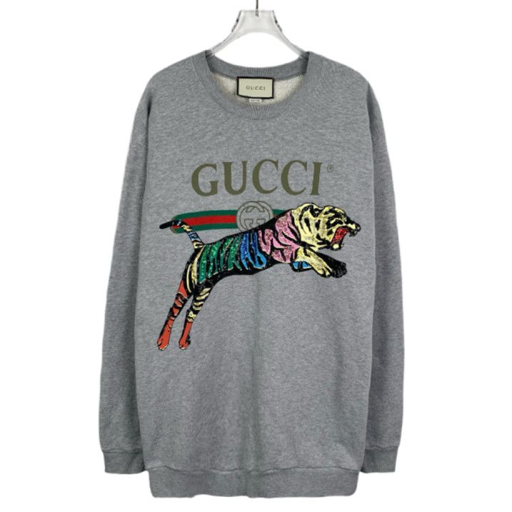 Gucci Gucci Logo Tiger Print Long-Sleeve Sweatshirt (Size L) Size L / US 10 / IT 46 - 1 Thumbnail