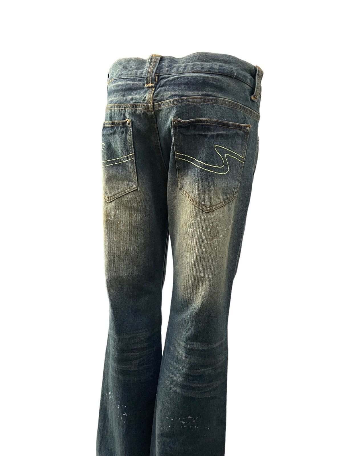 Zaero sail Japan Patch Work Distressed Dirty Blue Wash Jeans