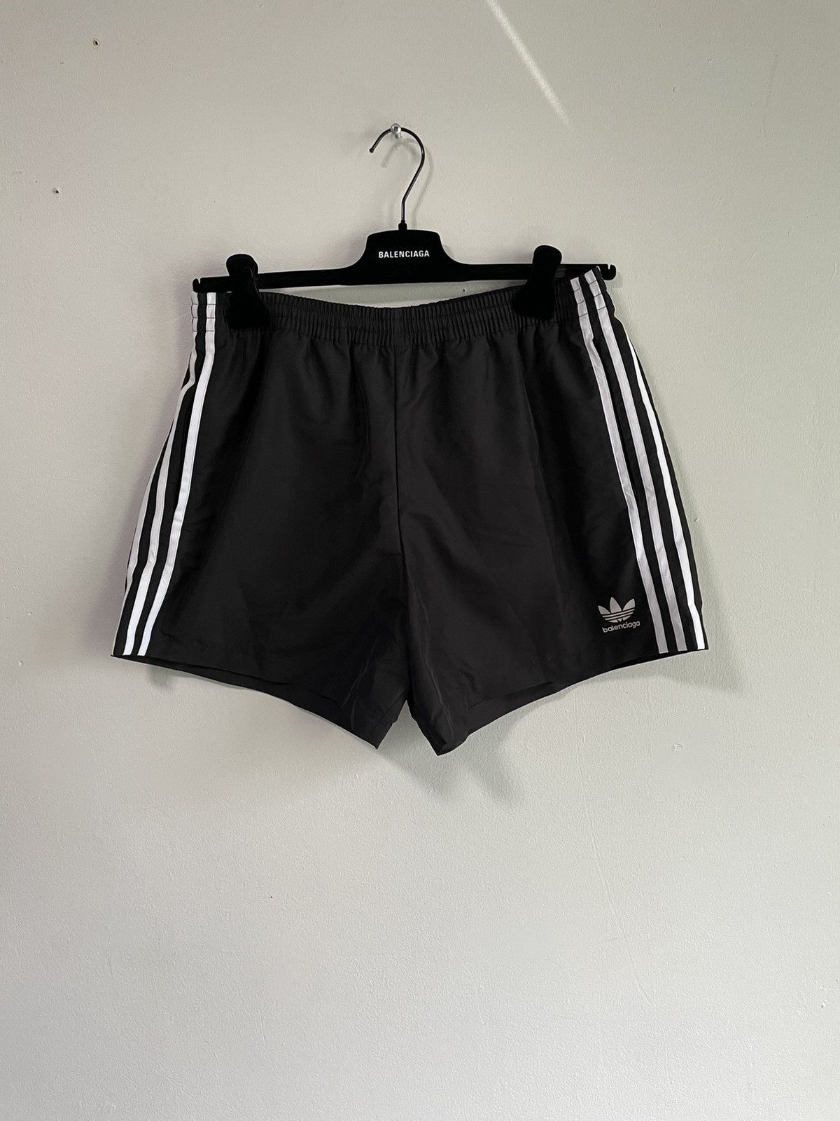 image of Adidas X Balenciaga Striped Shorts in Black, Men's (Size 30)