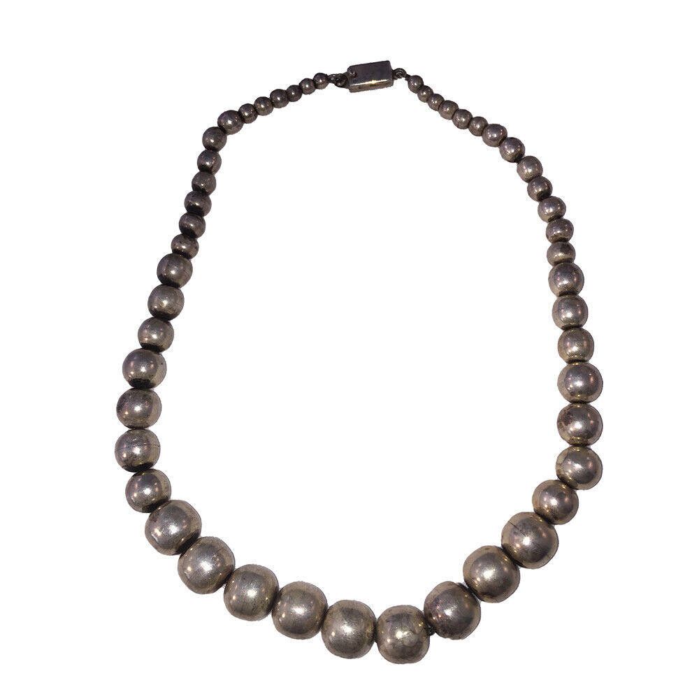 Handmade Mexican Hand Made Sterling Silver Pearl Hollow Bead Necklace Size ONE SIZE - 2 Thumbnail
