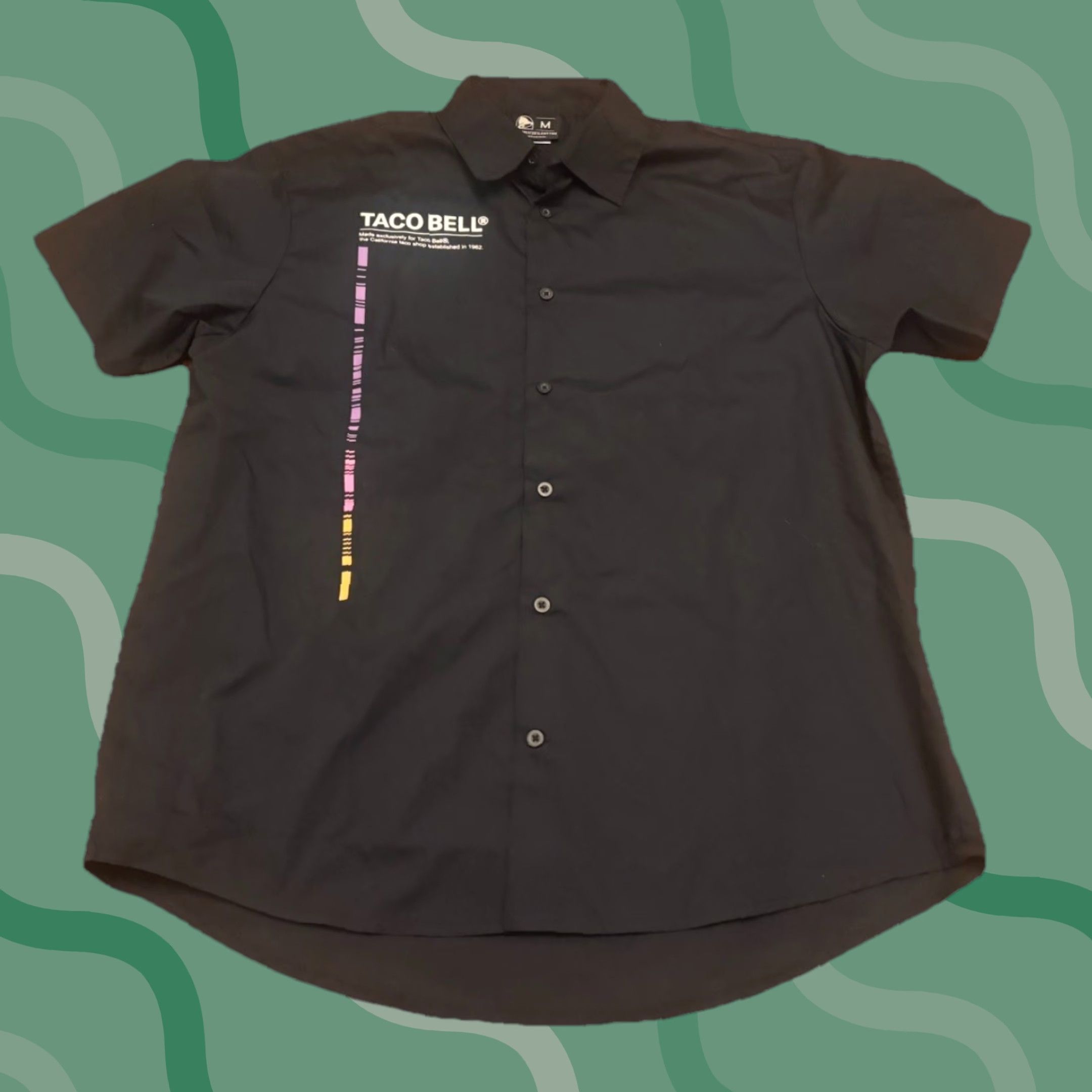 Bell Taco Bell Shirt Mens M Black Logo Short Sleeve Work Button Front Size US M / EU 48-50 / 2 - 1 Thumbnail