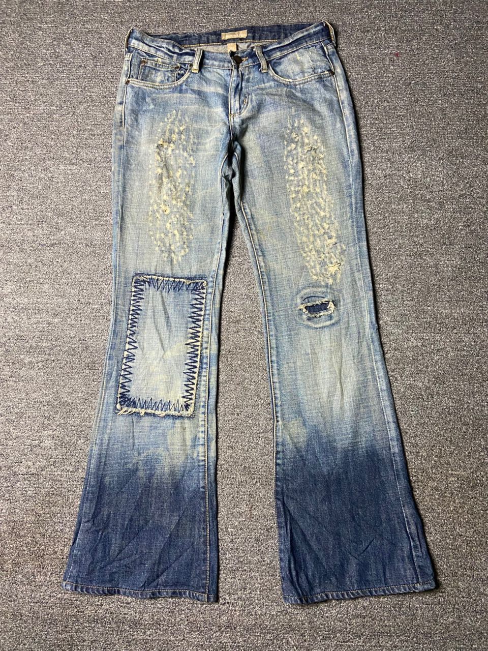 Japanese Brand America & First Distressed Patchwork Flared Jeans (157) Size US 30 / EU 46 - 1 Thumbnail