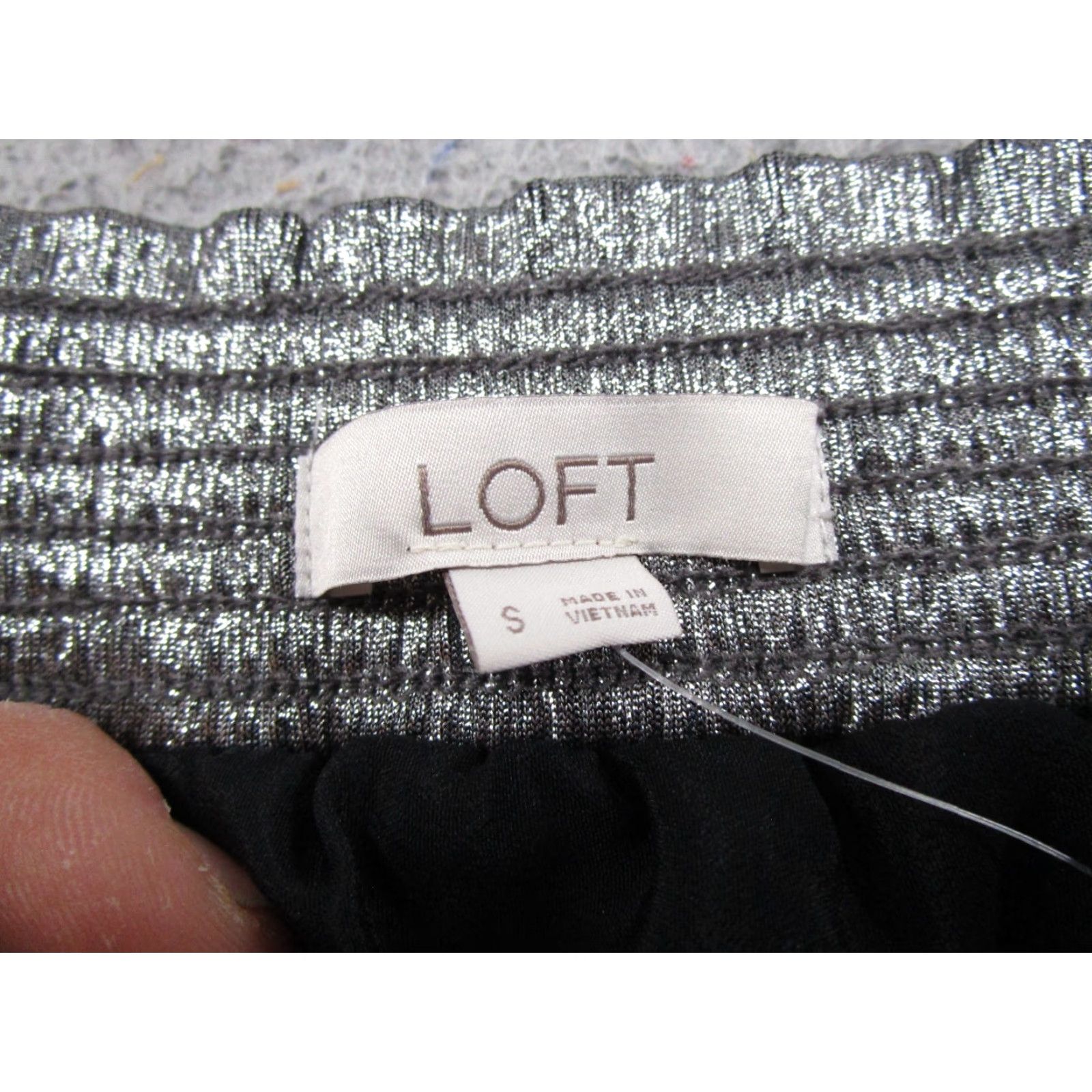 Loft VINTAGE LOFT Womens Skirt A-Line Size S Silver Metallic Sparkle Short Size 28" / US 6 / IT 42 - 3 Thumbnail