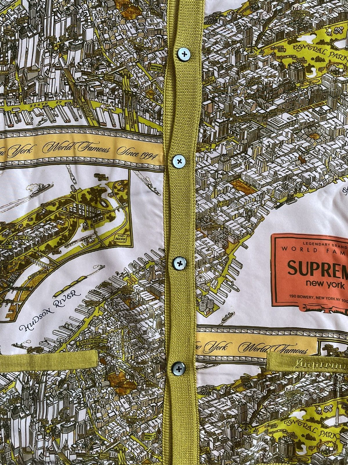 Supreme Supreme Silk Map Cardigan Size M Mustard FW23 | Grailed