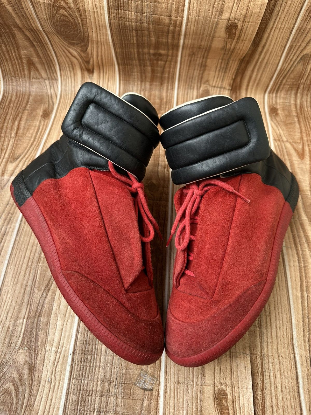Maison Margiela 👀Maison Margiela Red Leather Suede Futures Hightops Size US 9 / EU 42 - 6 Thumbnail