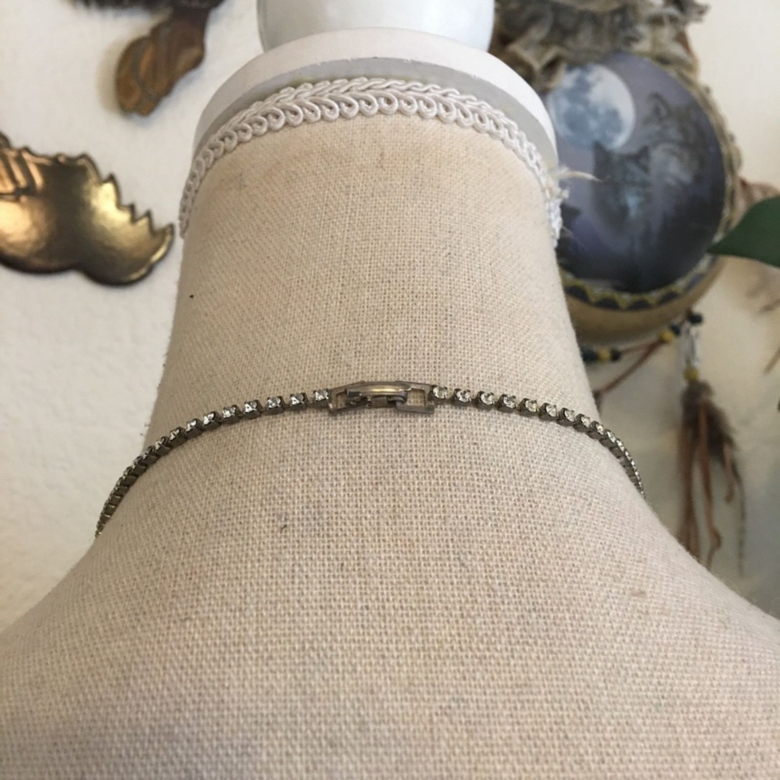 Vintage Vintage clear rhinestone silver choker necklace Size ONE SIZE - 4 Thumbnail