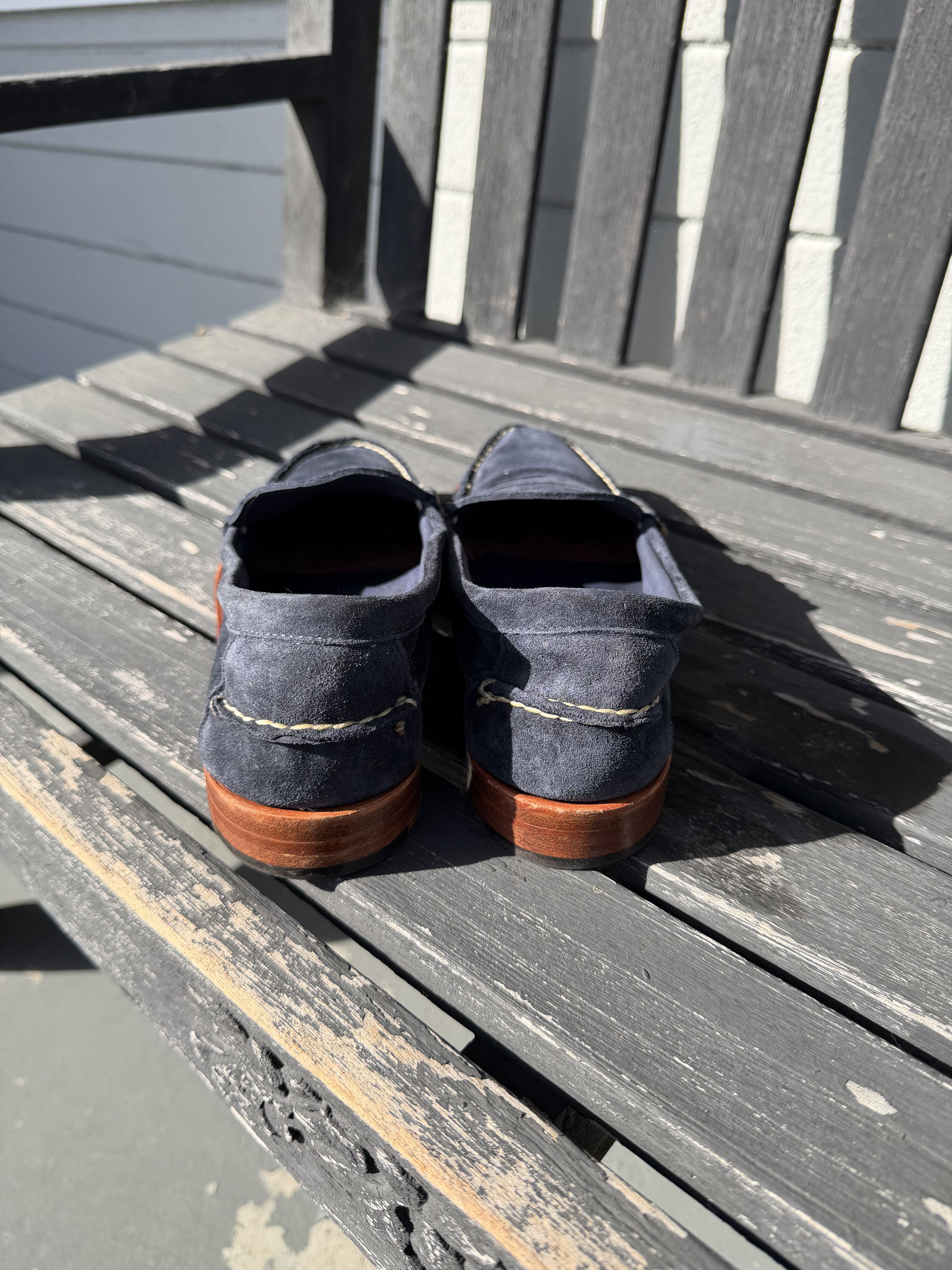 Allen Edmonds Allen Edmonds Sea Island Blue Suede Penny Loafer Size US 9 / EU 42 - 3 Thumbnail