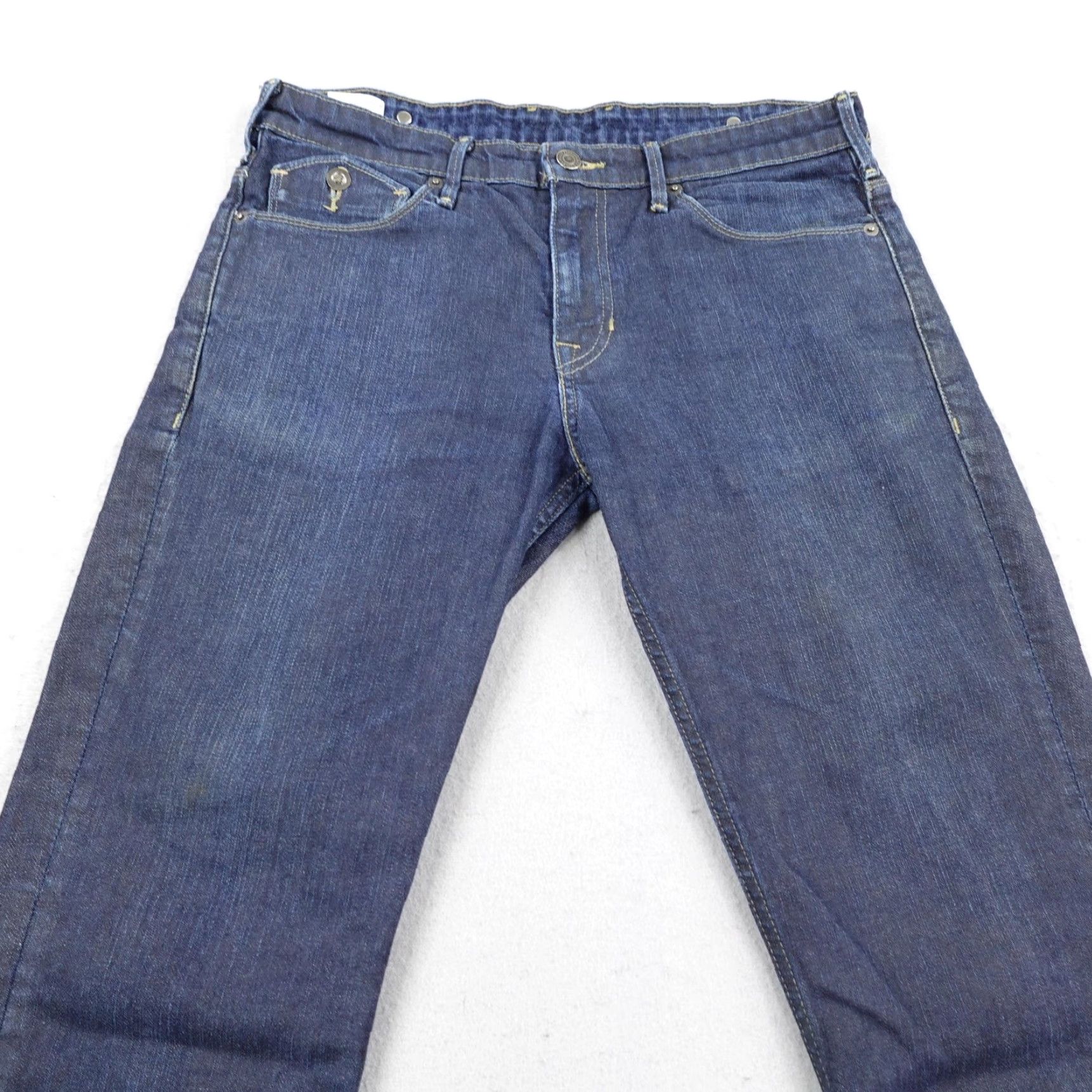 Levi's Levi's Jeans Mens 32x30 Blue Denim Straight Leg Adjustable Waist Faded Red Tab - Regular Fit, Cotton Blend, Pockets, Stretch, Dark Wash, Vintage No Size US 32 / EU 48 - 2 Thumbnail