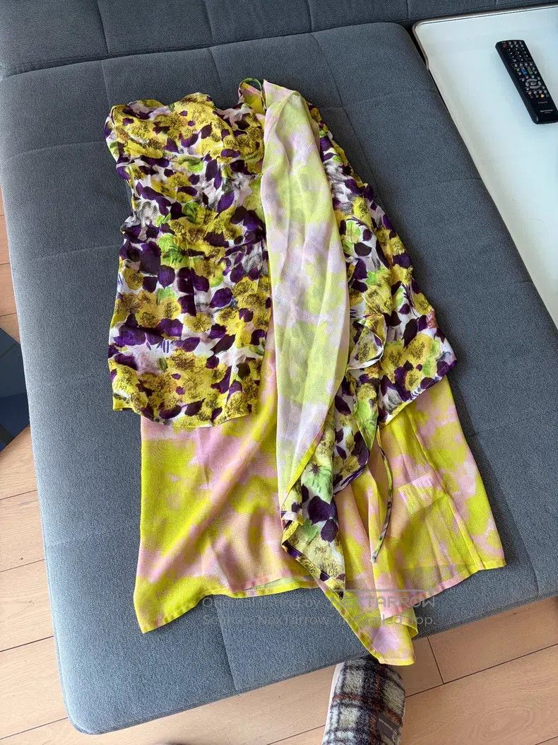 Dries Van Noten Dries Van Noten Print Midi Skirt Yellow Purple Color Block Size 37" - 5 Thumbnail