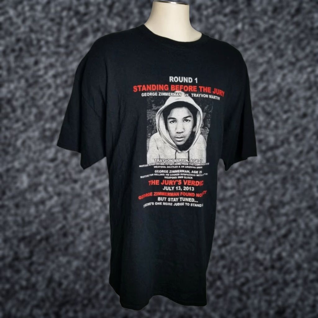 Gildan JUSTICE For TRAVON MARTIN BLM T-Shirt Mens 2XL Black Gildan Double Sided Short Sleeve Crew Neck Cotton Size US XXL / EU 58 / 5 - 1 Thumbnail