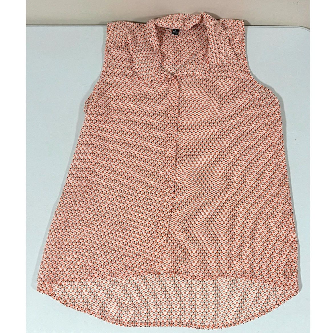 Vintage Orange Geometric Collared Button-Down Shirt Blouse Size S 🧡✨ Size S / US 4 / IT 40 - 1 Thumbnail