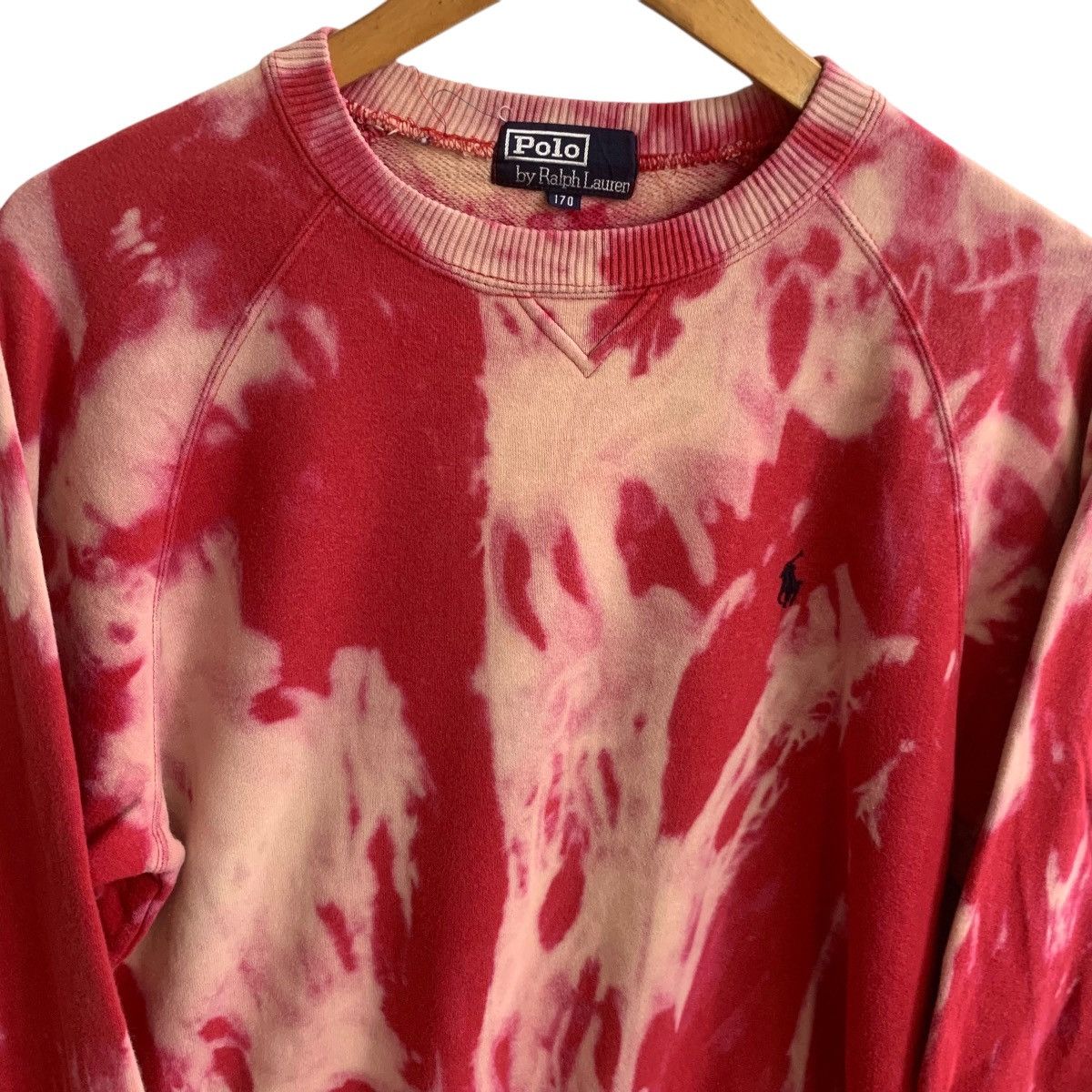 Polo Ralph Lauren × Vintage Vintage Ralph Lauren Red Custom Bleach Sweatshirt Small Size US S / EU 44-46 / 1 - 2 Thumbnail