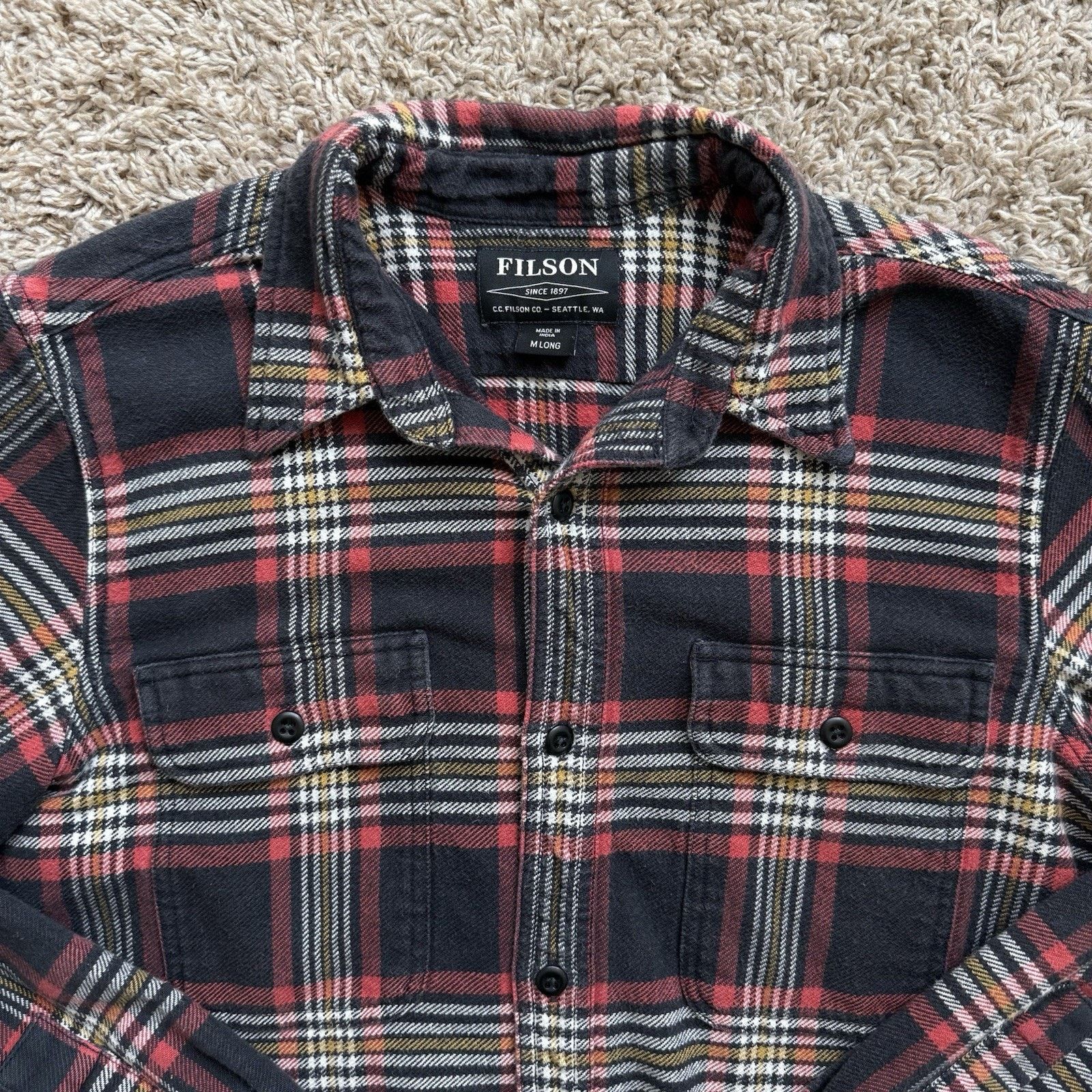 Filson Filson Co. Plaid Workshirt Flannel Button Up Shirt Red Black Size US M / EU 48-50 / 2 - 2 Thumbnail