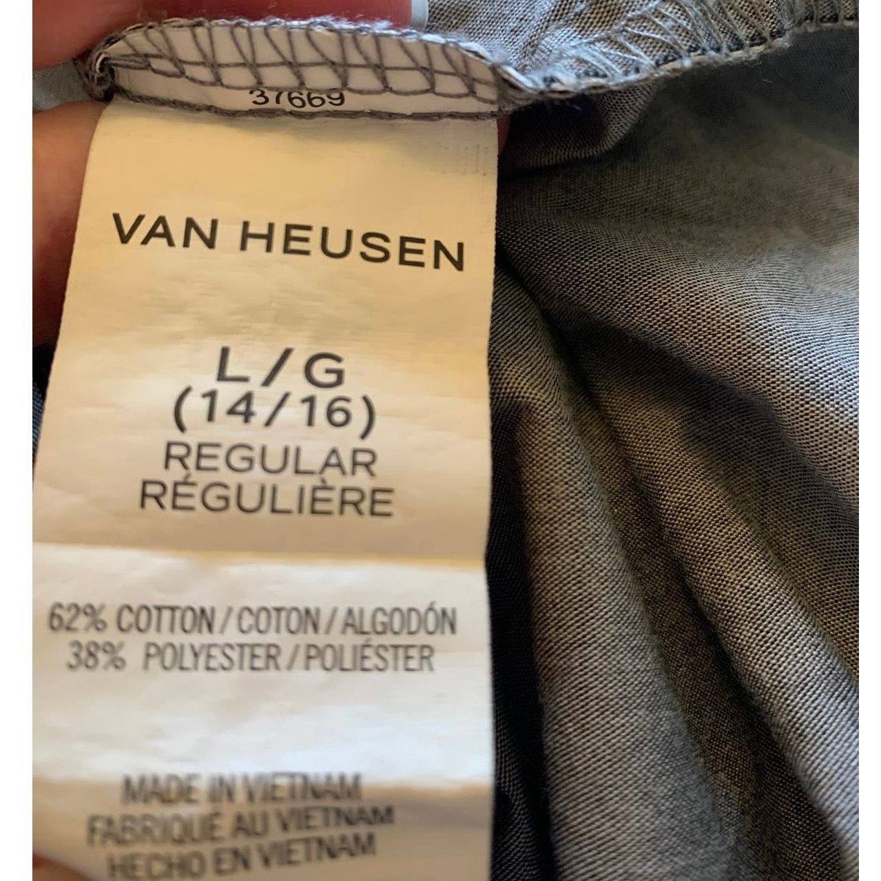 Van Heusen Van Heusen Mens Size Large Button Up Dress Shirt Grey Size US L / EU 52-54 / 3 - 4 Thumbnail