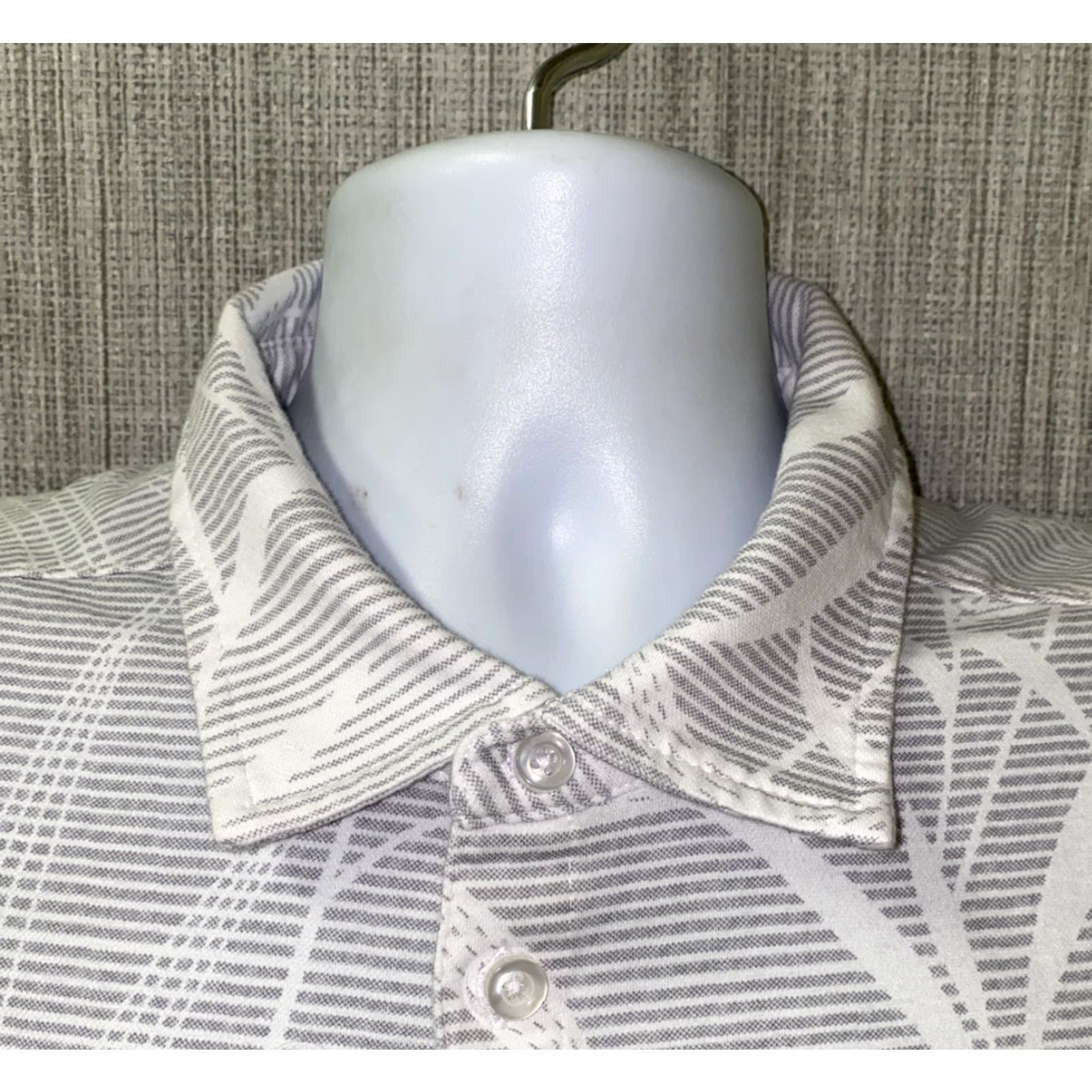 Nat Nast Nat Nast Polo Shirt Mens Short Sleeve Golf Collared Cotton/Polyester Gray White XL Regular Geometric Casual Shirt Size US XL / EU 56 / 4 - 3 Thumbnail