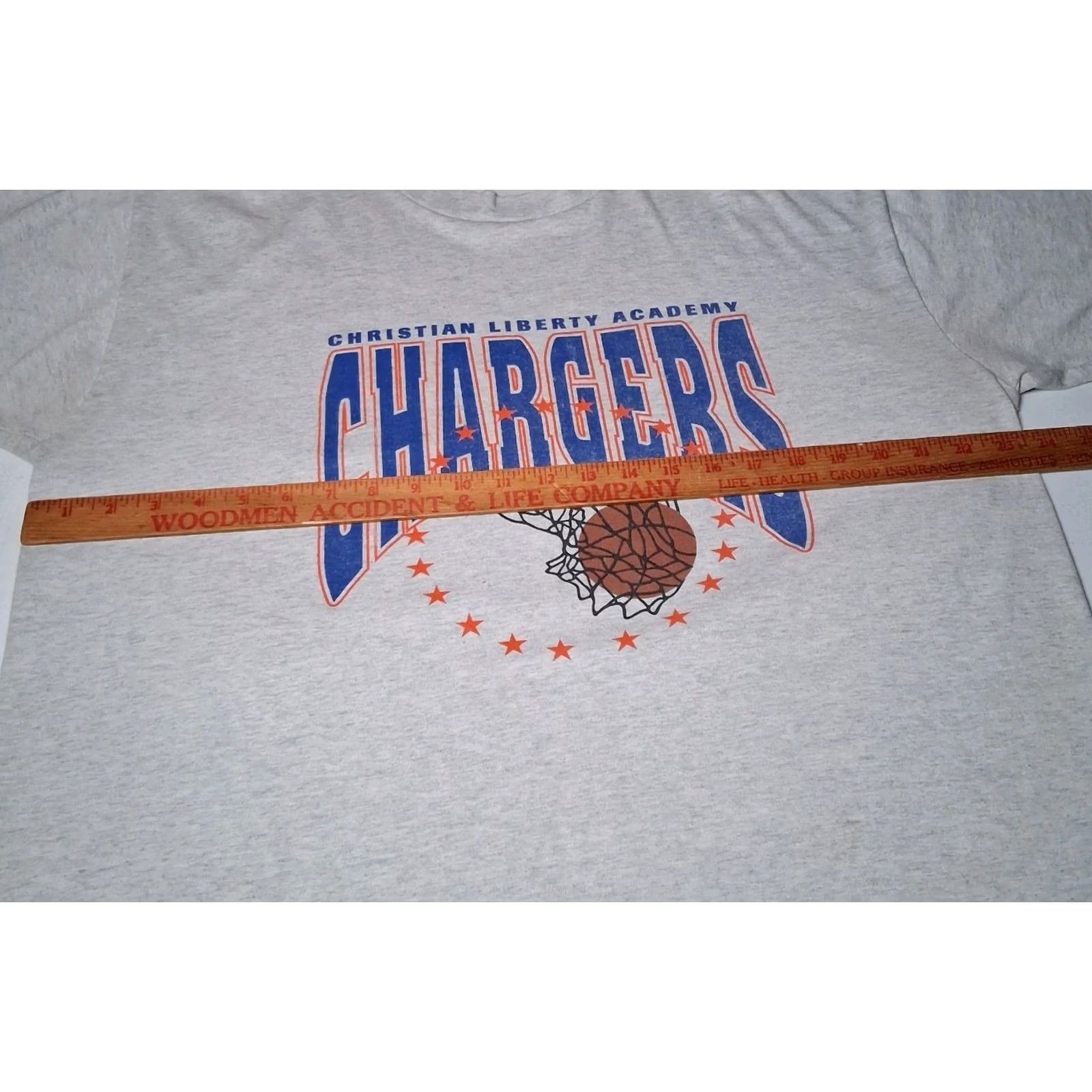 Fruit Of The Loom VINTAGE BEST Fruit of the Loom Christian Liberty Academy Chargers Basketball Shirt XL Gray Single Stitch Distressed Crew Neck Men M Size US XL / EU 56 / 4 - 5 Thumbnail