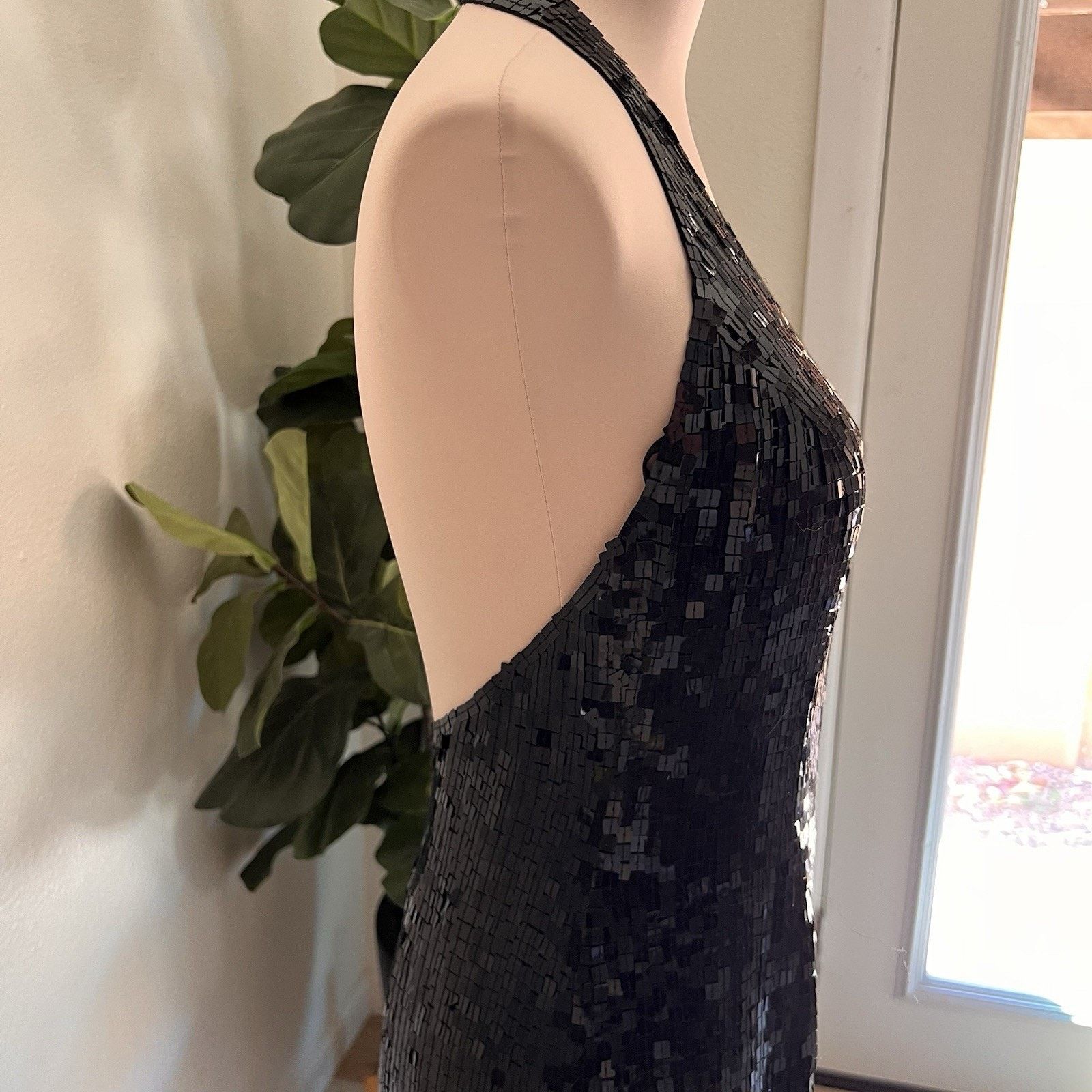 Other Vintage Basix II Silk Sequin Halter Evening Backless Dress Size M / US 6-8 / IT 42-44 - 2 Thumbnail