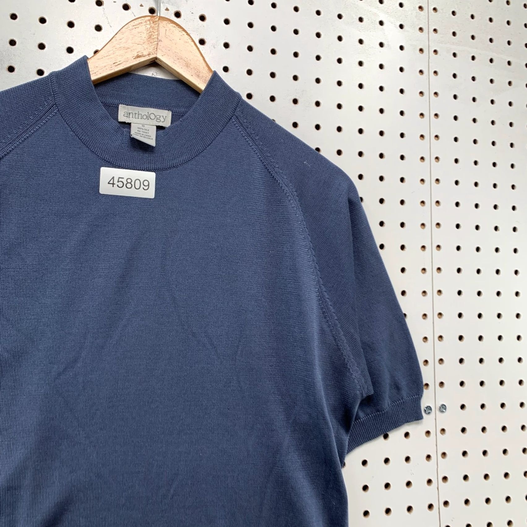 Vintage Anthology Shirt Mens Small Blue Crewneck Silk Short Sleeve Size US S / EU 44-46 / 1 - 5 Thumbnail