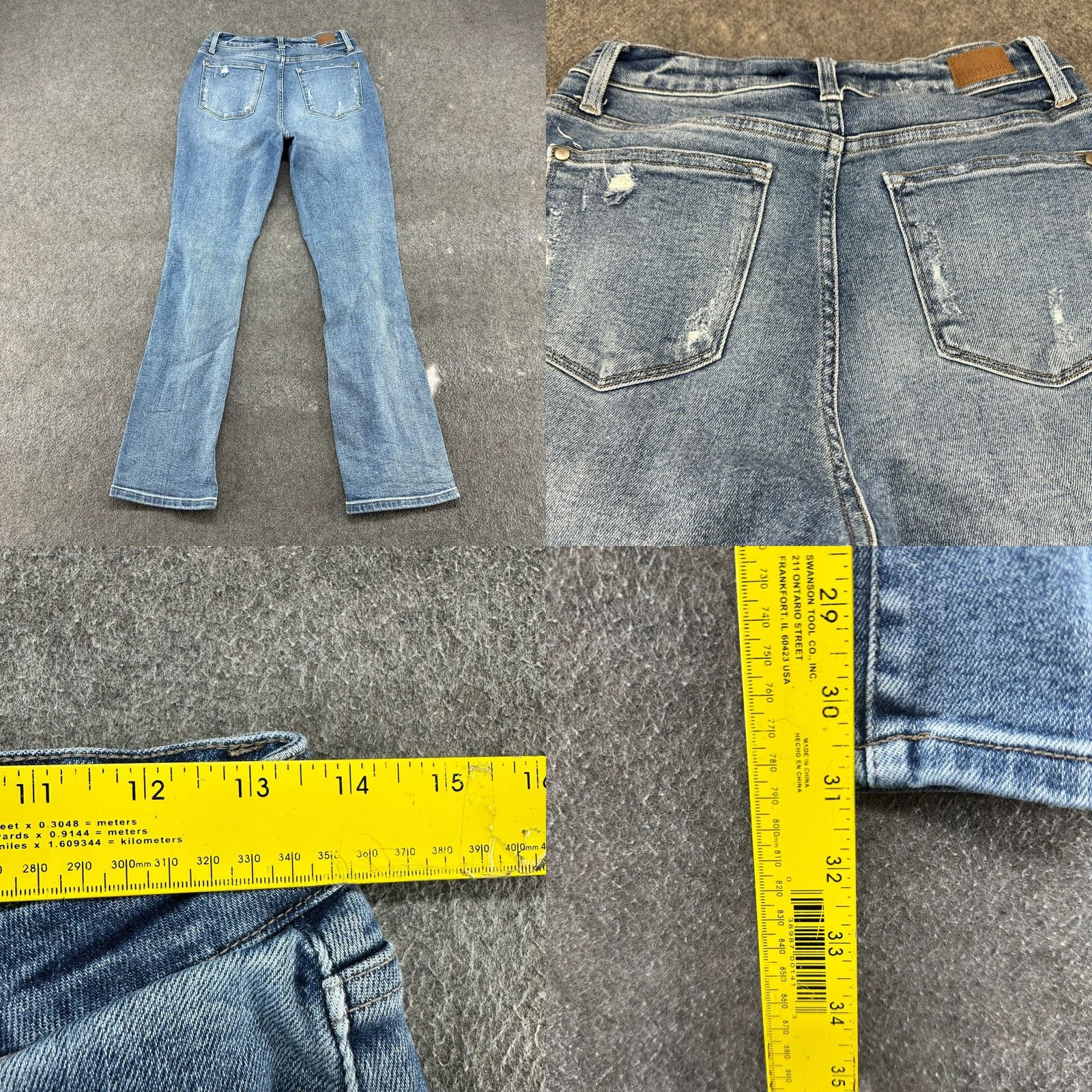 Vintage Judy Blue Jeans Womens 29 Regular Straight Distressed High Waist Blue Denim Jeans Menstrual? Size 29" - 8 Thumbnail