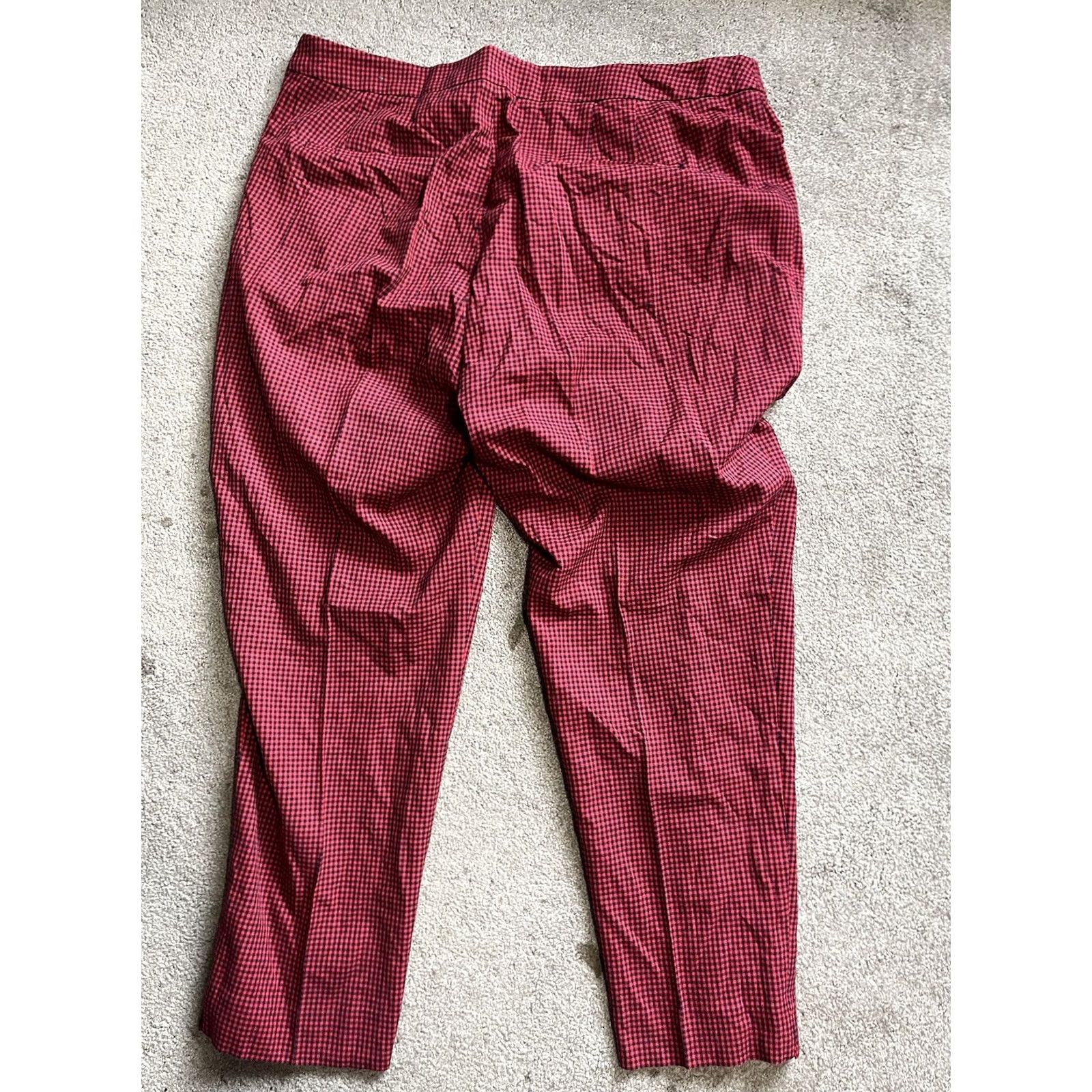 Talbots Talbots Chatham Ankle Pants Womens 18 Red Gingham Plaid Curvy Fit Size 40" / US 18 - 3 Thumbnail