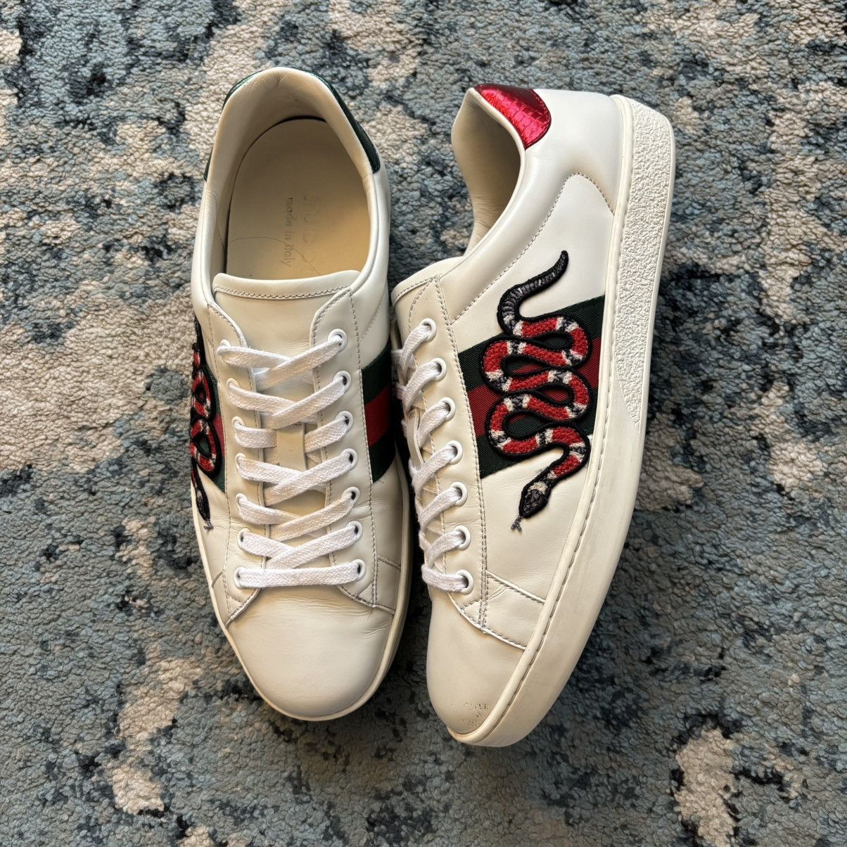 Gucci Gucci Ace Embroidered Leather Sneakers Size 8.5G Fits 10US Size US 10 / EU 43 - 1 Thumbnail