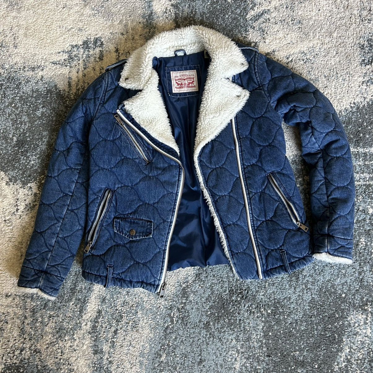 Levi's QUiLTED iNDiGO NATURAL WHiTE SHERPA LiNED TANKER JACKET ZiP Size XS / US 0-2 / IT 36-38 - 19 Thumbnail
