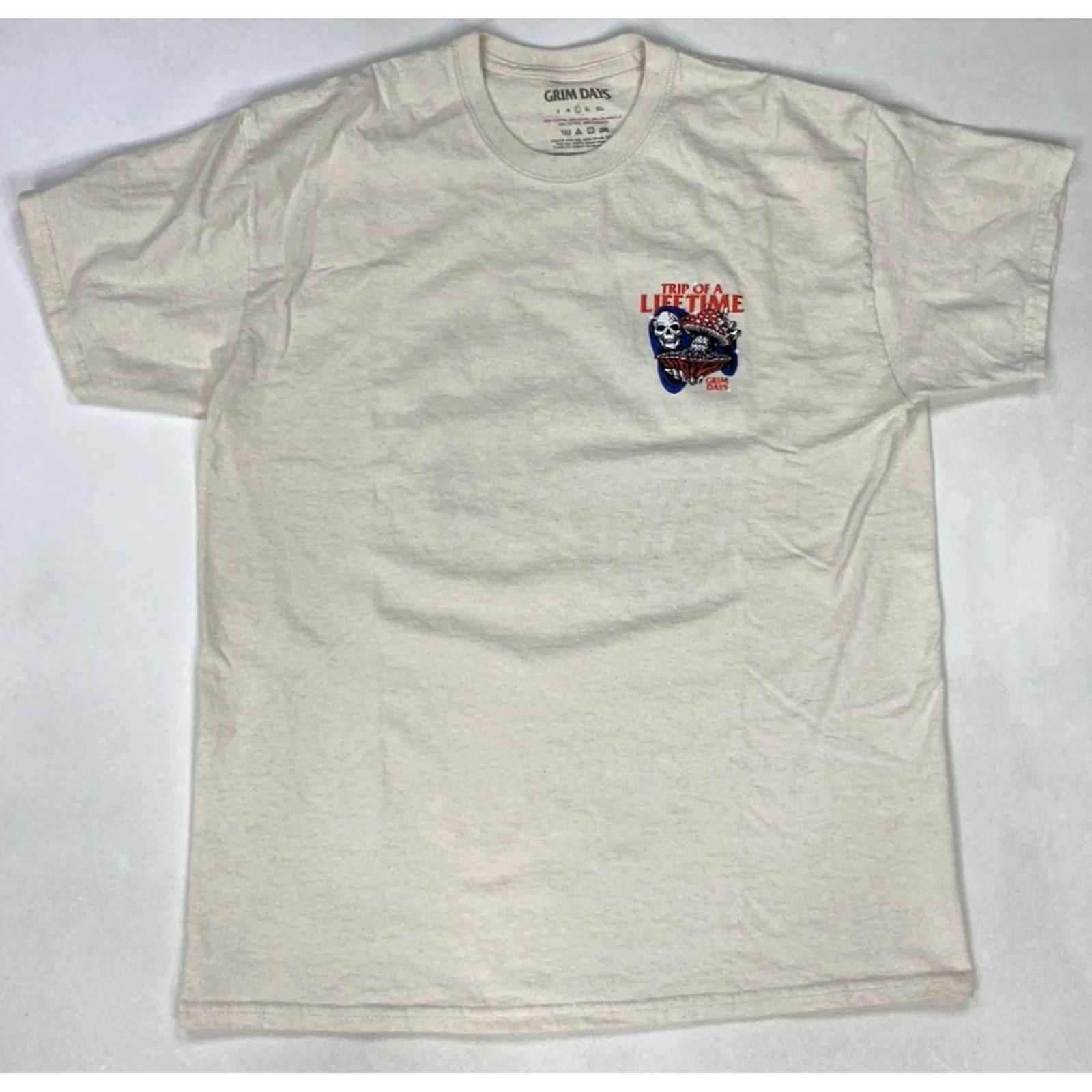 Vintage GRIM DAYS Grim Reaper Graphic T-shirt Men Large Shirt Short Sleeve Crew Neck Ivory Cotton Logo All Seasons 100% Authentic T-Shirt Mens L Size US L / EU 52-54 / 3 - 3 Thumbnail