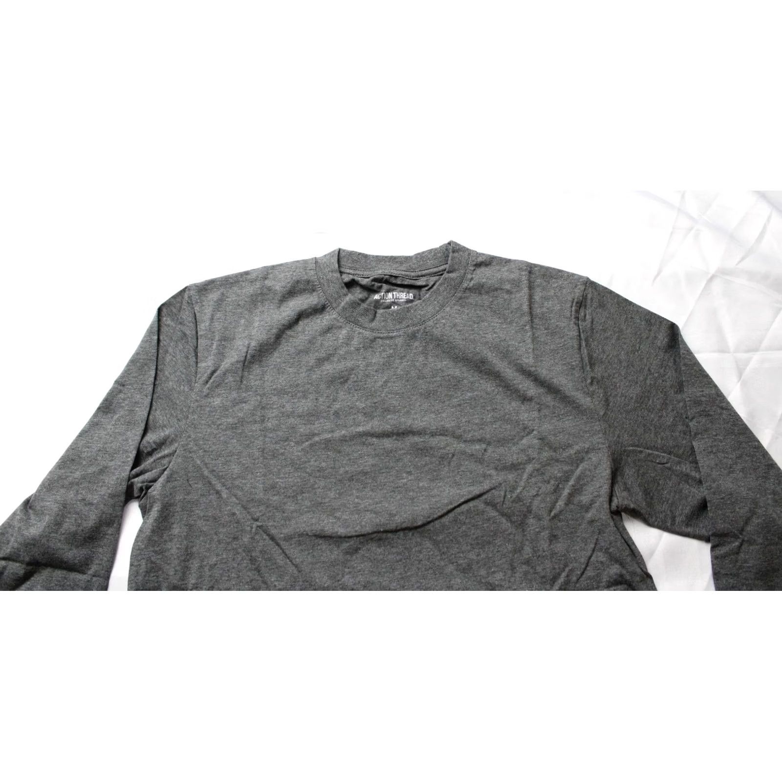 Vintage Action Threads Men's Long Sleeve T-Shirt Charcoal Medium Size US M / EU 48-50 / 2 - 2 Thumbnail