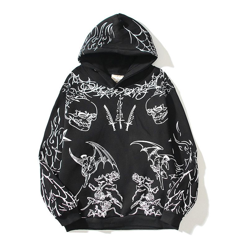 Japanese Brand Black and White Grim Reaper Graffiti Hooded Size US L / EU 52-54 / 3 - 1 Thumbnail