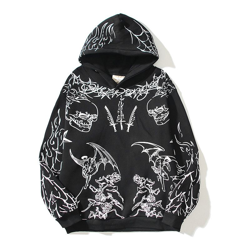 Japanese Brand Black and White Grim Reaper Graffiti Hooded | Grailed