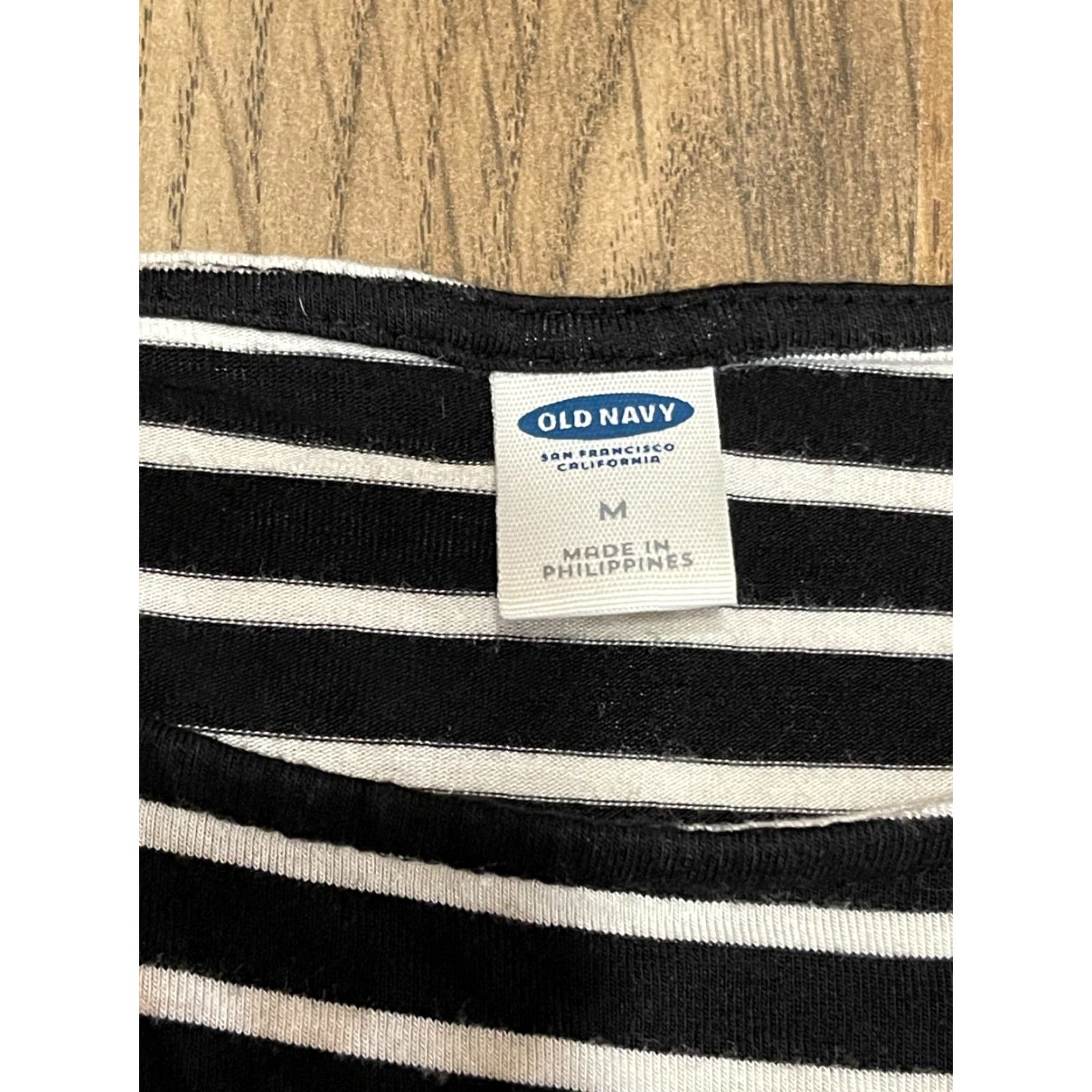 Old Navy Old Navy Dress Women’s Size Medium Black White Striped A-Line Long Sleeve Knee Length Size M / US 6-8 / IT 42-44 - 5 Thumbnail